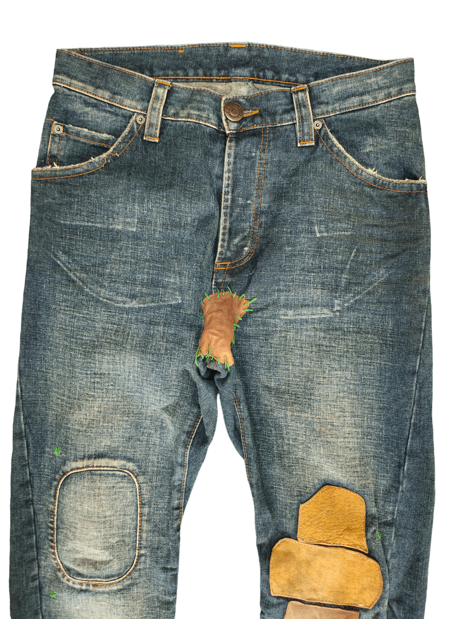 Dsquared2 Dsquared2 Leather Craft Patchwork Denim Jeans Size US 33 - 4 Thumbnail