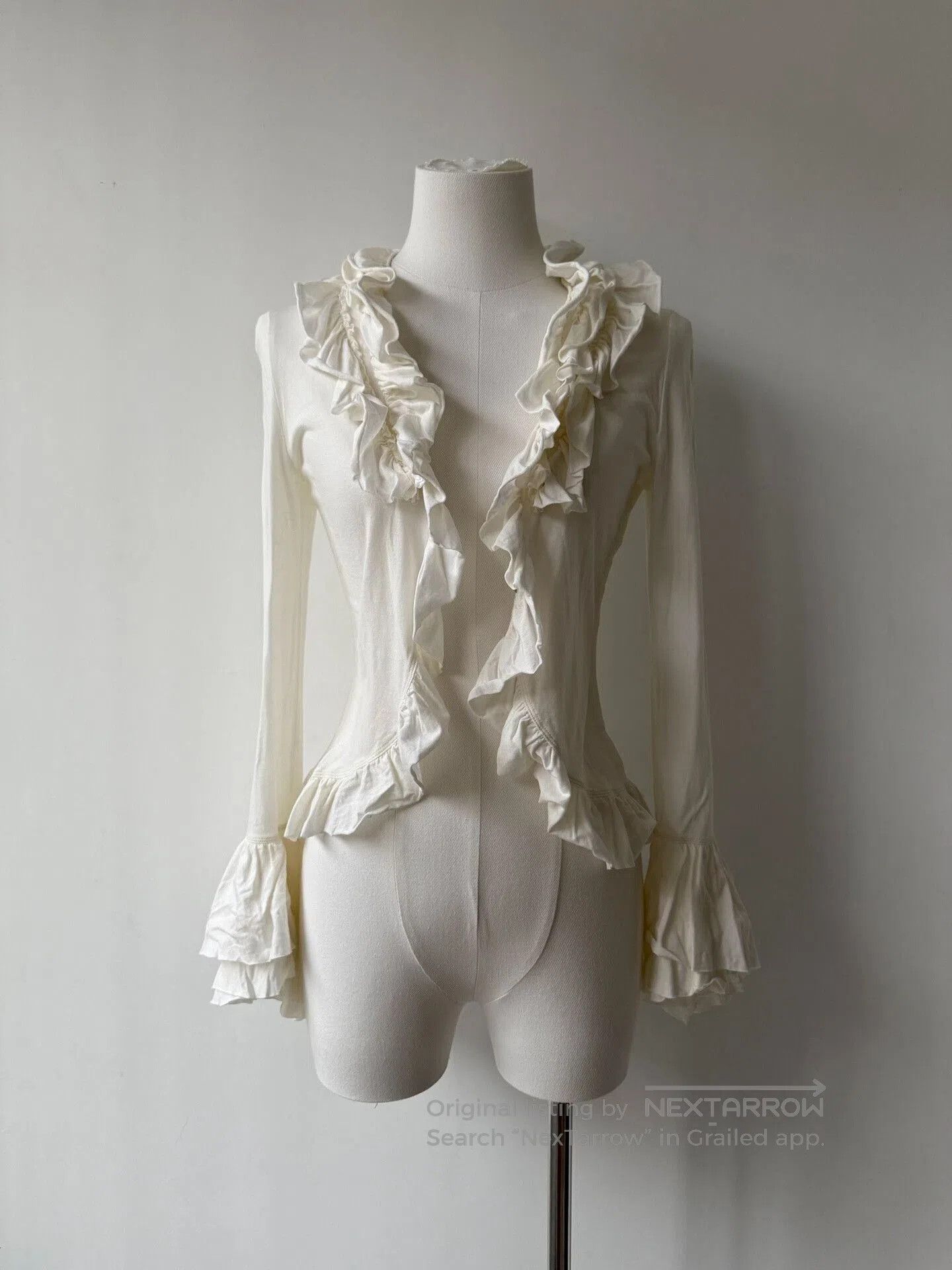 Jean Paul Gaultier Jean Paul Gaultier Ruffled Cream Top. Size XS / US 0-2 / IT 36-38 - 1 Thumbnail