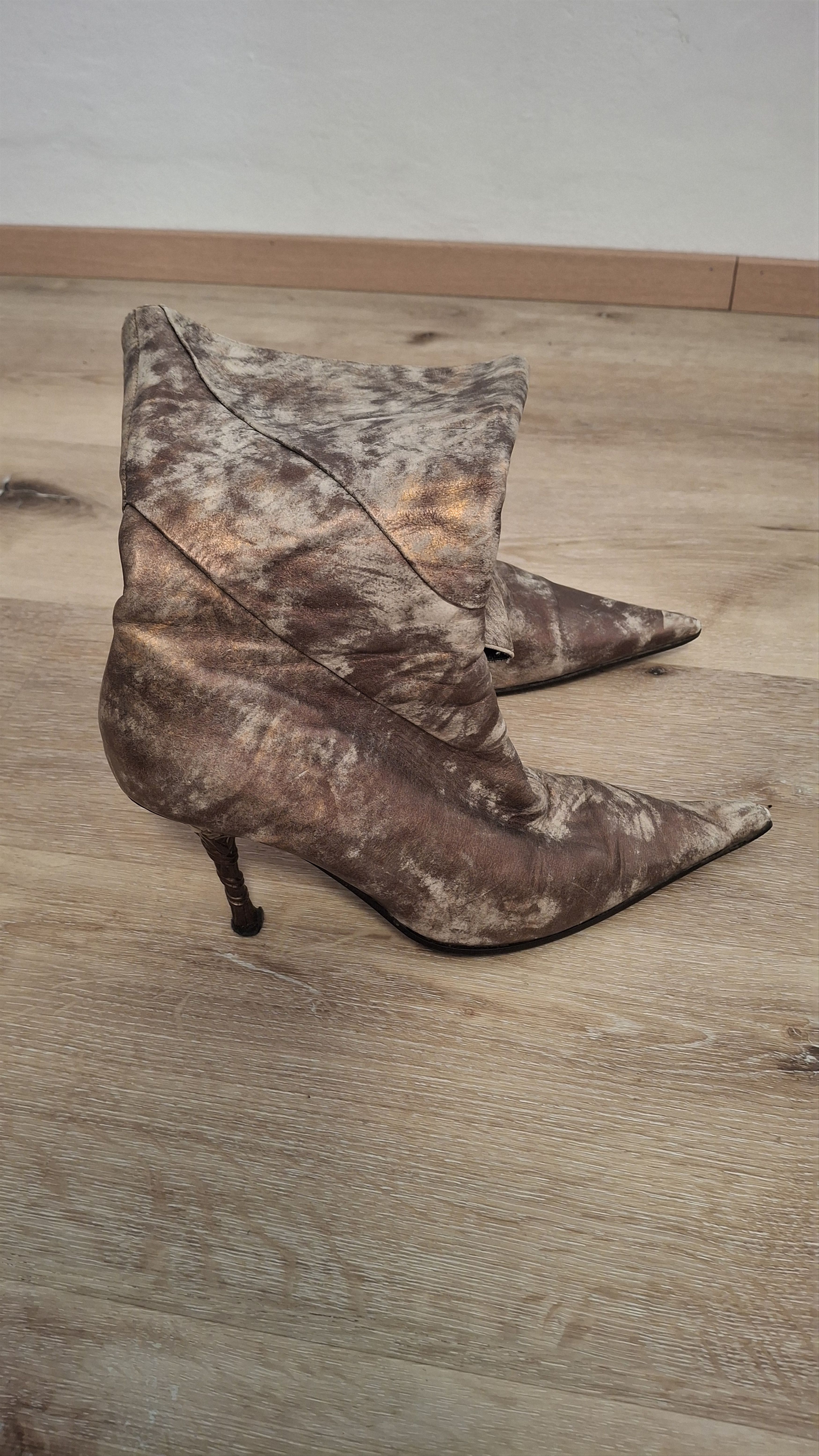 Vintage Y2K Bronze Leather Heeled Boots EU 37 Size US 7 / IT 37 - 15 Thumbnail