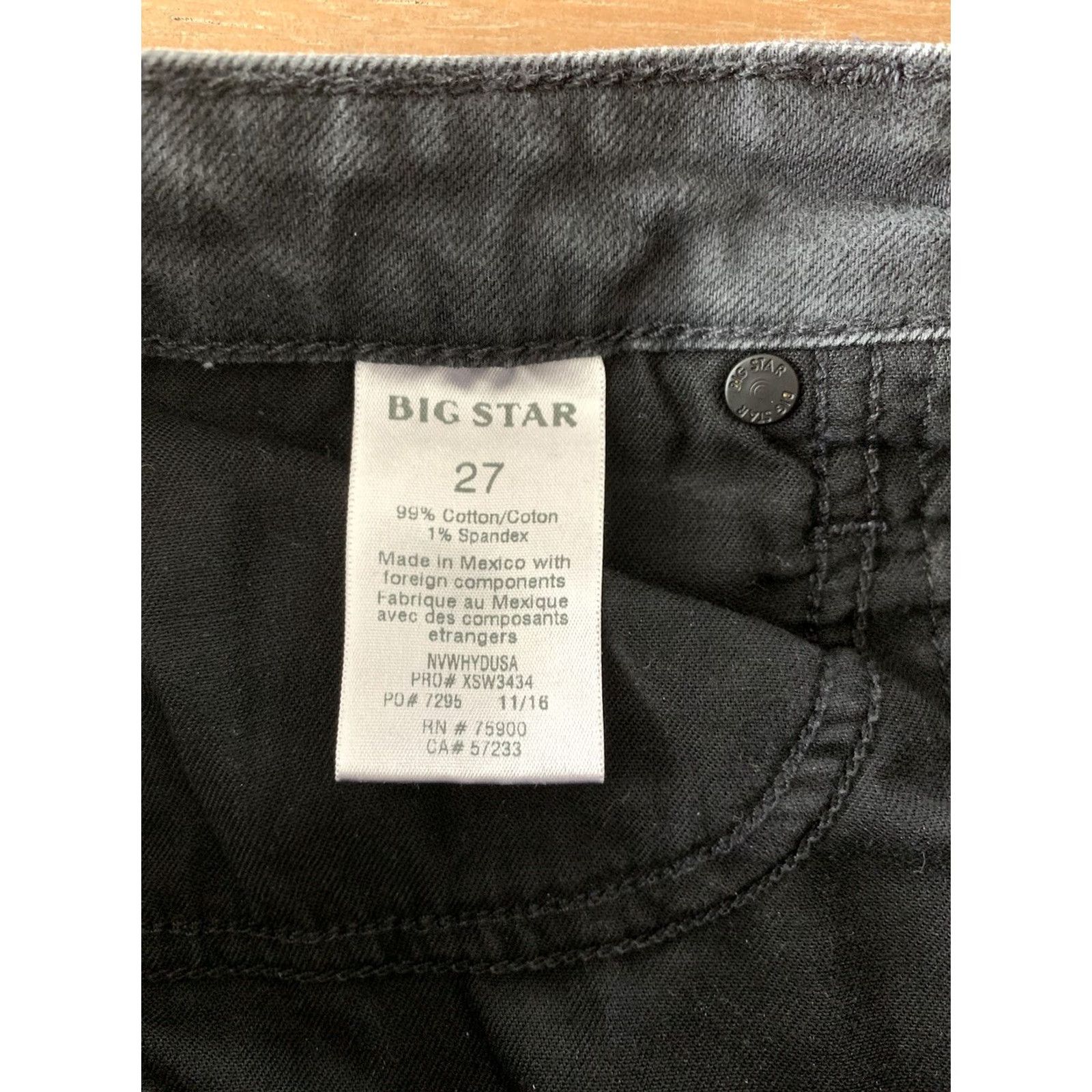 Denime BIG STAR Jeans Womens 27x28 Black Denim 5-Pocket Slim Skinny Stretch Cement Logo Zipper Pocket Distressed Cowboy Rock Punk 90s Vintage No Size 27" / US 4 / IT 40 - 4 Thumbnail