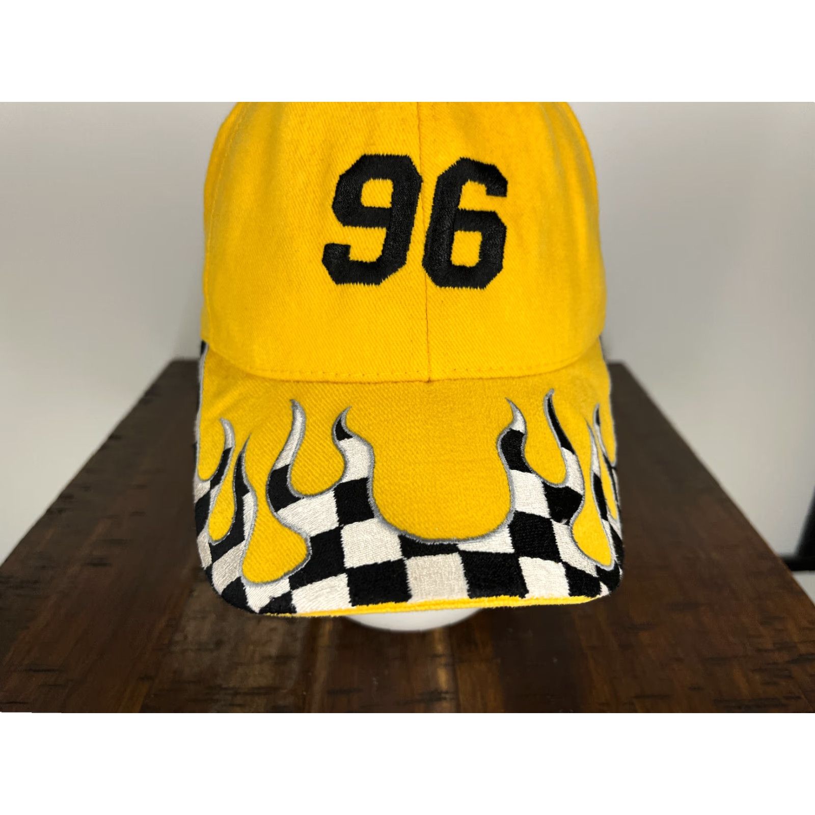 Vintage Magic Headwear Check Cap Baseball Hat Adult One Size Yellow Adjustable Outdoor Racing Mens Size ONE SIZE - 3 Thumbnail