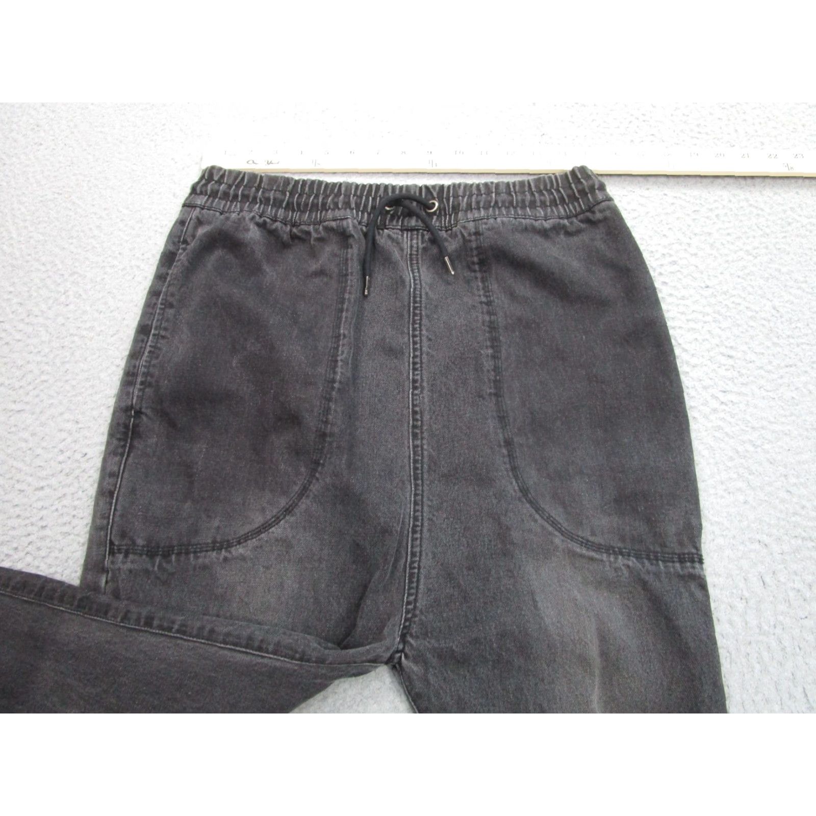 I Love Ugly VINTAGE I Love Ugly Men's Jogger Pants 31 Inch Waist Size M Black Distressed Denim Tapered Zippered Ankle Pockets Size US 31 - 6 Thumbnail