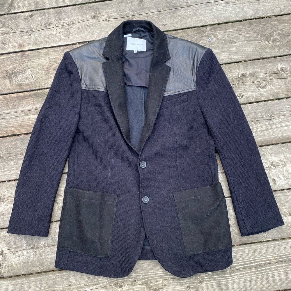 Balmain × Pierre Balmain Vintage 1998 Pierre Balmain Soft Flannel Wool Leather Trim Size US M / EU 48-50 / 2 - 5 Thumbnail