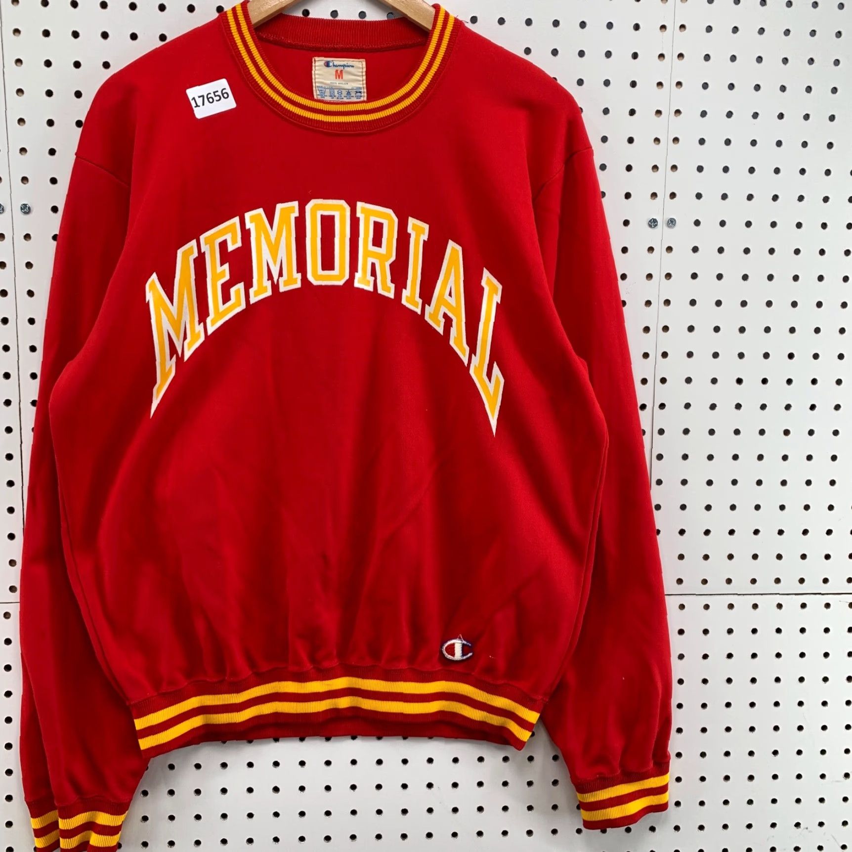 VINTAGE Champion Sweatshirt Mens Medium Red 80s Crew Neck Pullover