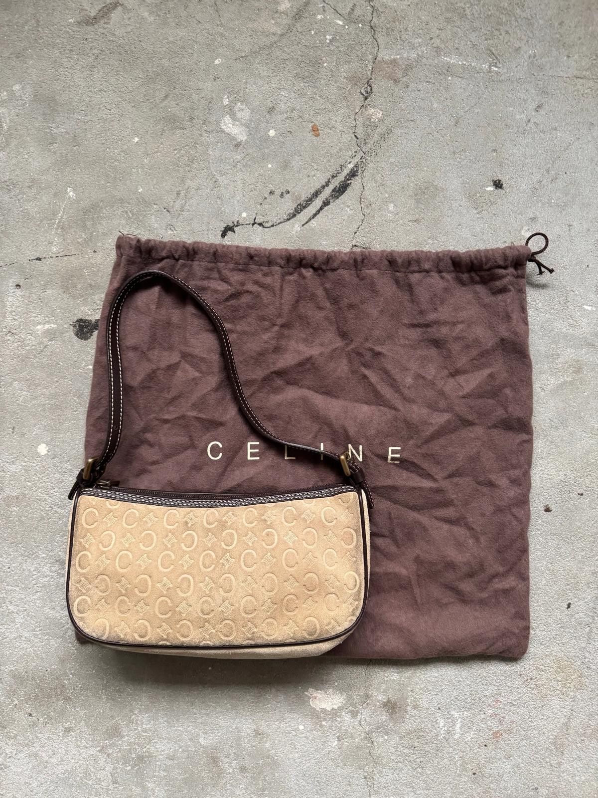 Celine Celine Macadam Suede Shoulder Bag Beige/Brown Size ONE SIZE - 1 Thumbnail