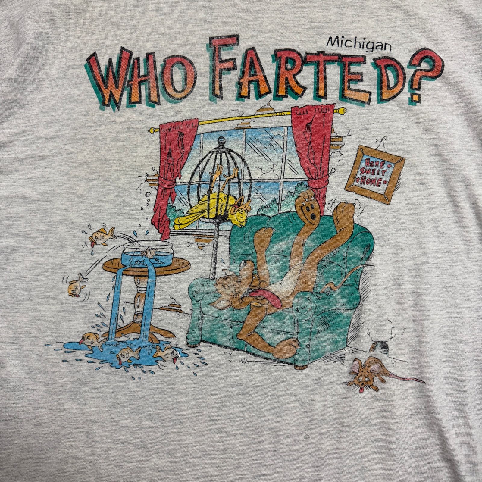 Vintage Vintage Michigan Who Farted? Shirt XL Gray Distressed Humor Size US XL / EU 56 / 4 - 3 Thumbnail