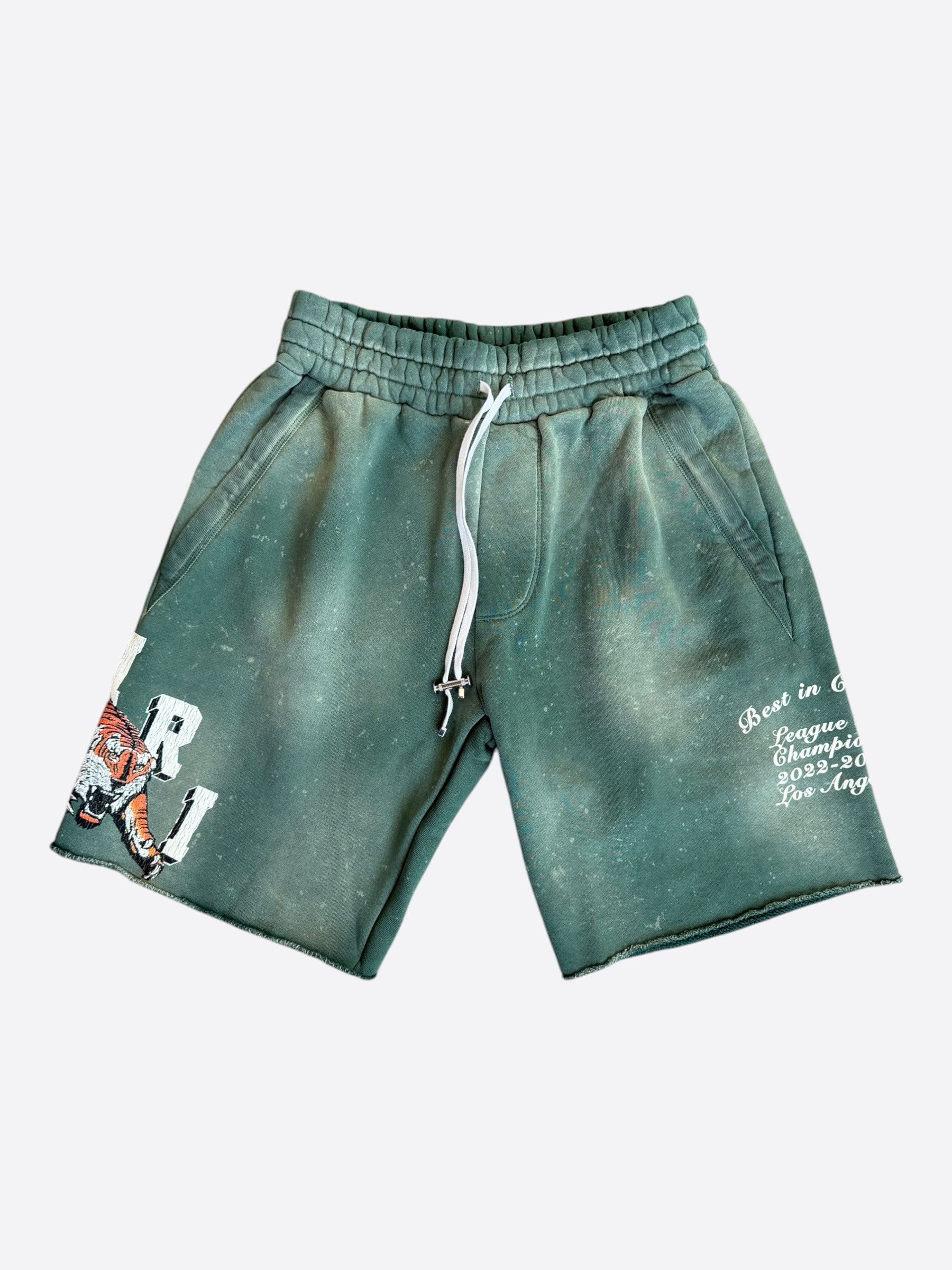 Amiri Amiri Green & White Tiger Logo Shorts Size US 40 / EU 56 - 1 Thumbnail
