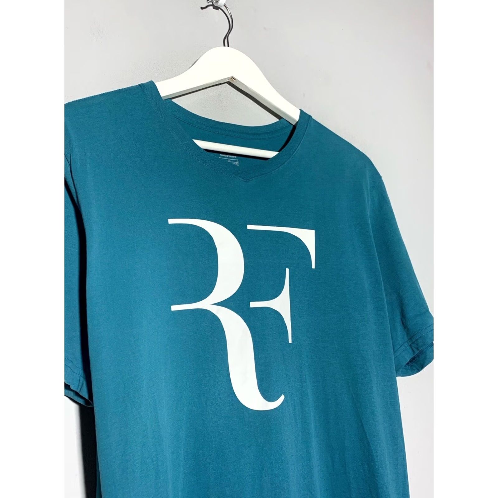 Nike Nike RF Men’s Tennis T-Shirt Big Logo Shirt Adult L Turquoise Cotton Breathable Nike RF 90s? Size US L / EU 52-54 / 3 - 3 Thumbnail