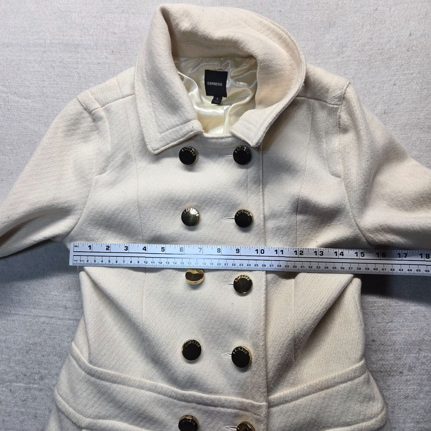 Express Express Women's Beige Trench Coat Jacket Wool Blend Small S Size S / US 4 / IT 40 - 5 Thumbnail