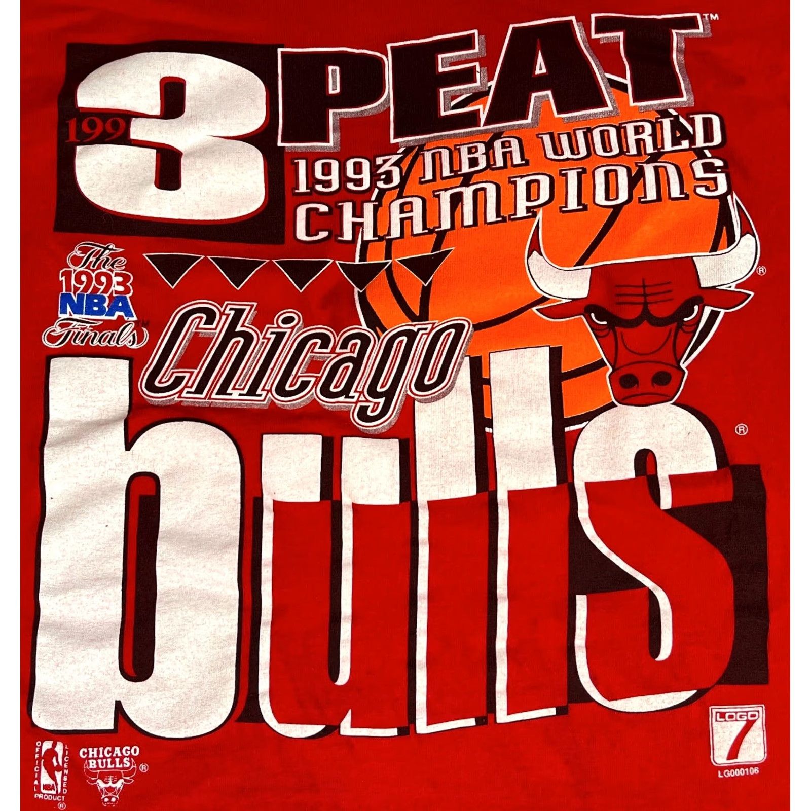 Fruit Of The Loom VINTAGE Chicago Bulls 1993 NBA World Champions T-Shirt Men Large Red Cotton USA 90s 3Peat Fans Shirt Size US L / EU 52-54 / 3 - 3 Thumbnail
