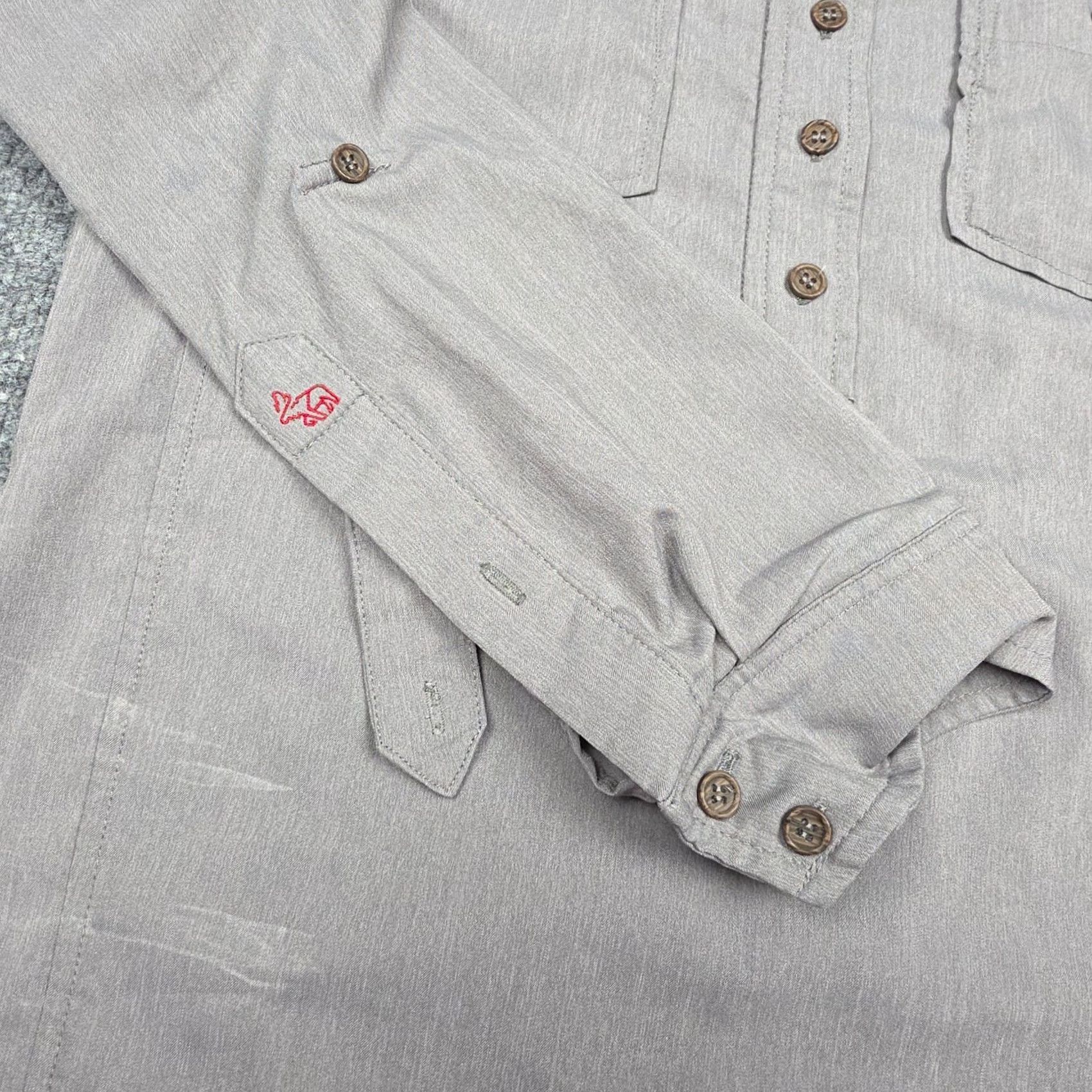 Vintage Western Rise Shirt Men's Large Gray Button Long Sleeve Pocket Nylon Blend Size US L / EU 52-54 / 3 - 3 Thumbnail