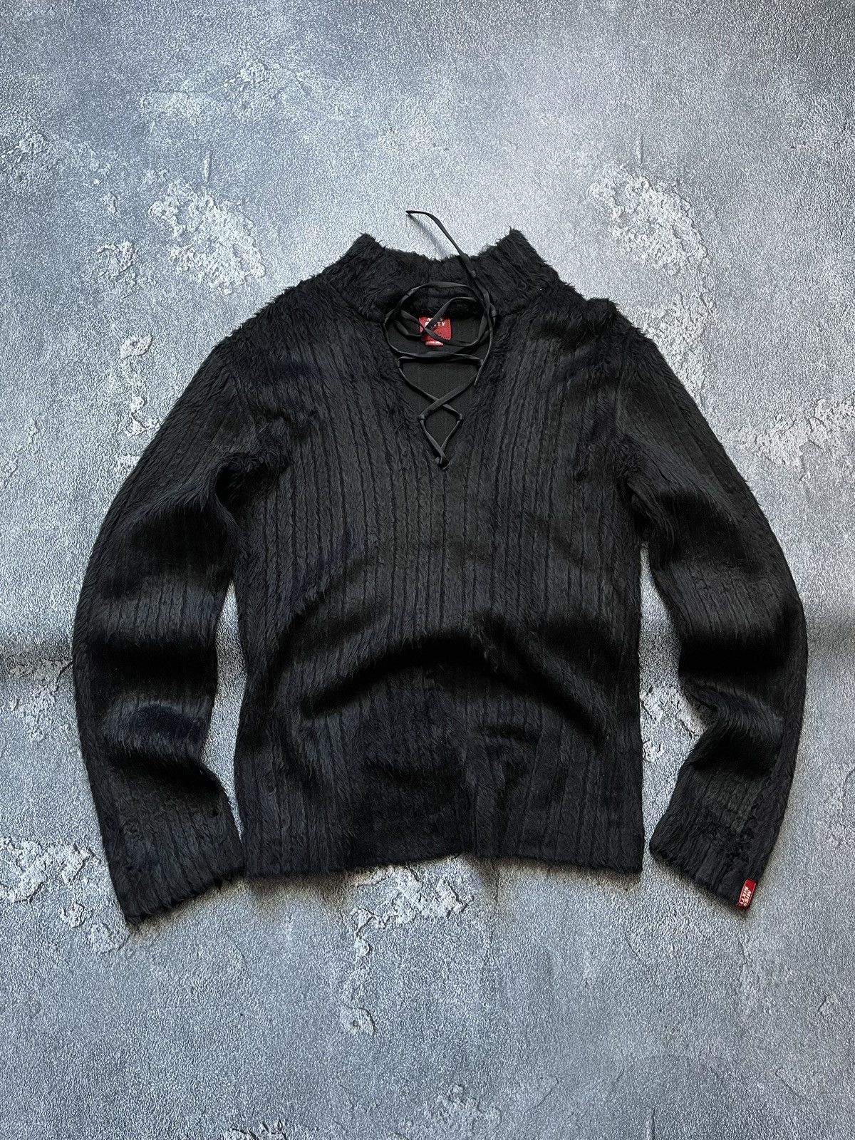 If Six Was Nine × Le Grande Bleu (L.G.B.) × Miss Sixty Miss Sixty Striped Faux Mohair Sweater Top type Rick Owens Size L / US 10 / IT 46 - 2 Thumbnail
