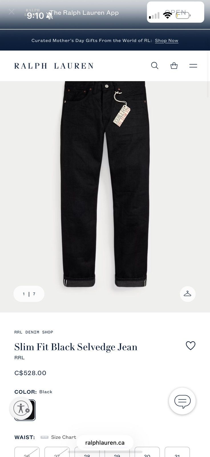 RRL Ralph Lauren RRL ralph lauren Slim Fit Black Selvedge Jean 31x32 Size US 31 - 2 Thumbnail