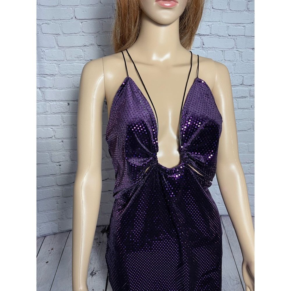 Zara NWT New Zara Purple Ring Detail Shiny Mini Dress Size M Size M / US 6-8 / IT 42-44 - 4 Thumbnail