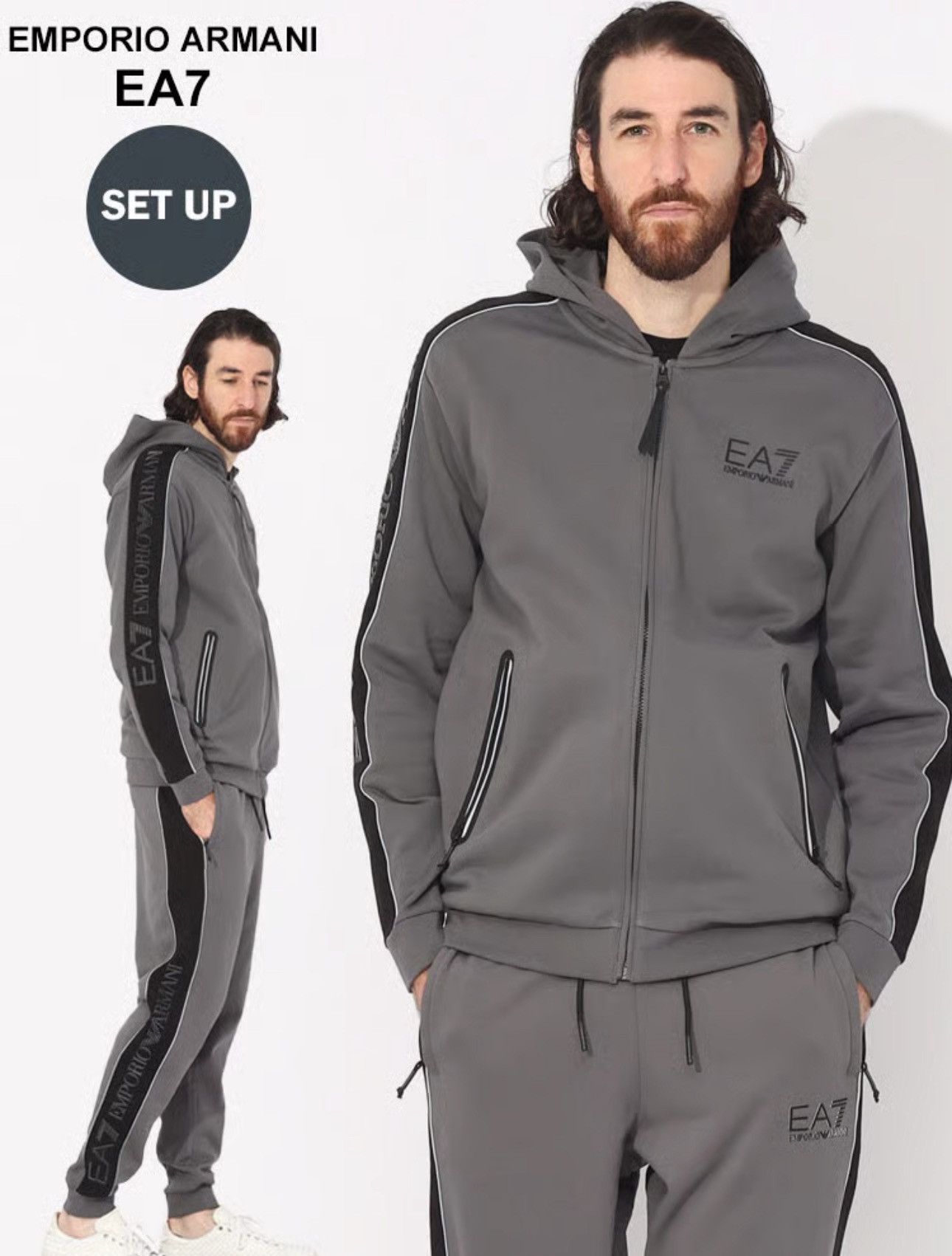 Zip Hoodie Ea7 Colour Block Hooded Suit EA7 Emporio Armani