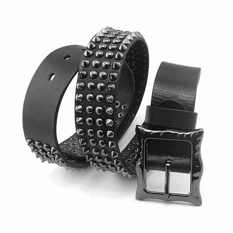 Japanese Brand Rivet Studded Belt Cow Leather Size ONE SIZE - 2 Thumbnail