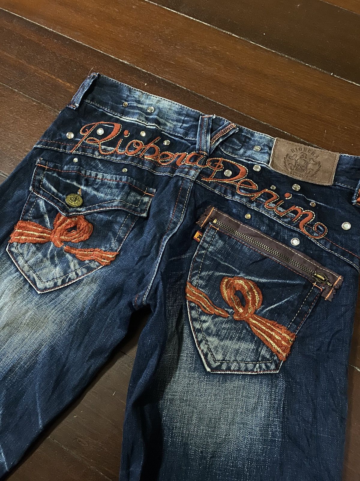 JNCO FIRE 🔥 RIOBERA DENIM FLARE JEANS LOW RISE EMBROIDERED STUDD Size 34" / US 12 / IT 48 - 20 Thumbnail