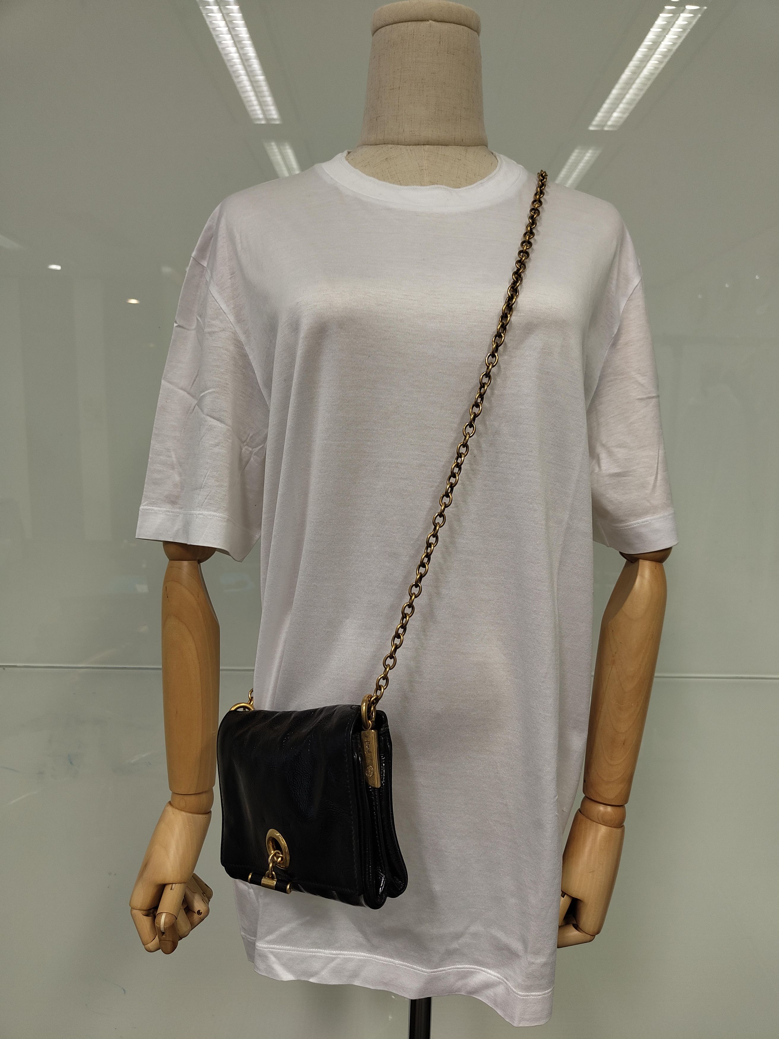Yves Saint Laurent Black Patent Mini Shoulder Bag With Gold Chain Strap Size ONE SIZE - 10 Thumbnail