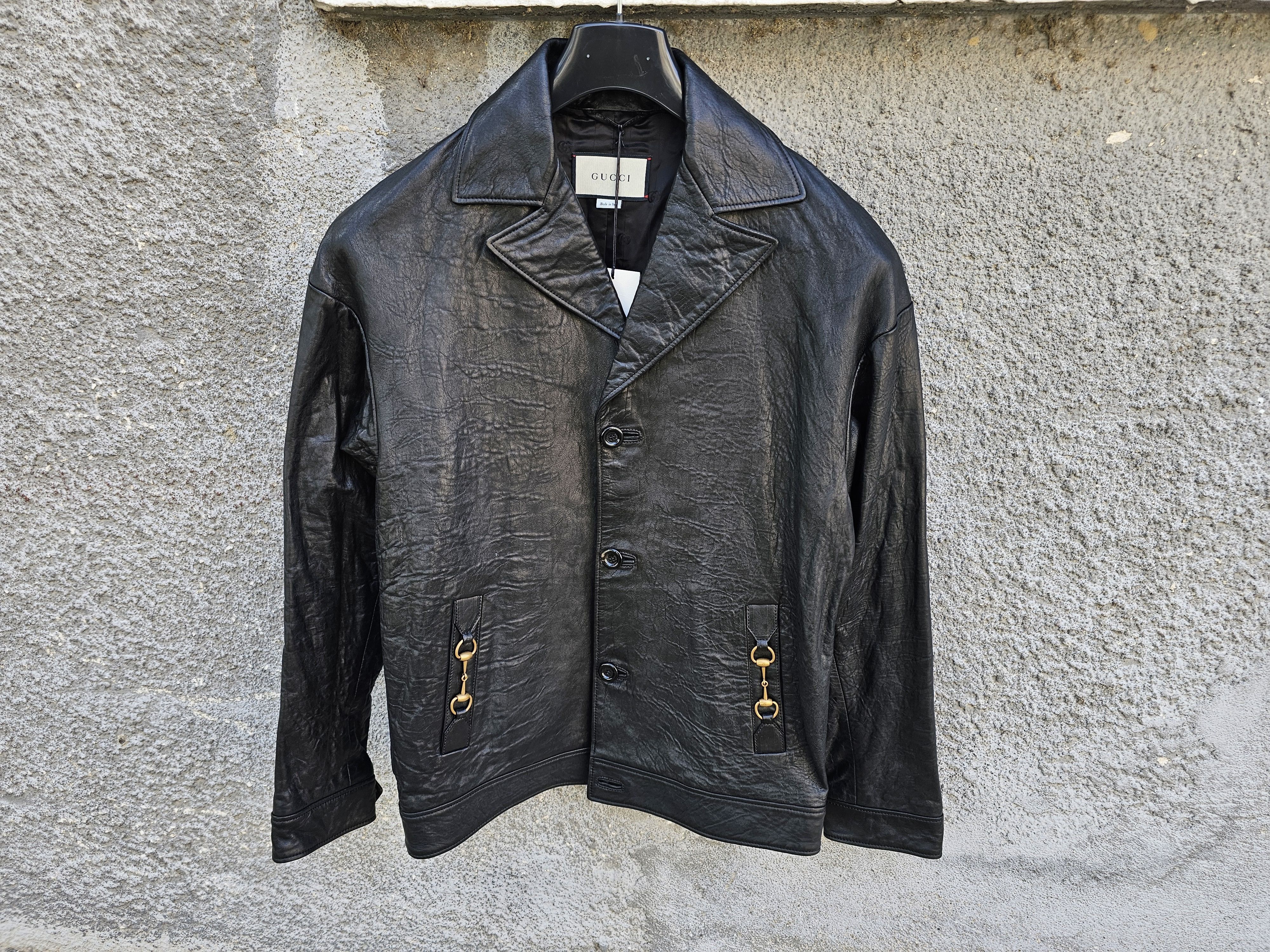 Gucci $3450 GUCCI Black Horsebit Lambskin Leather Men's Jacket Size US S / EU 44-46 / 1 - 1 Thumbnail