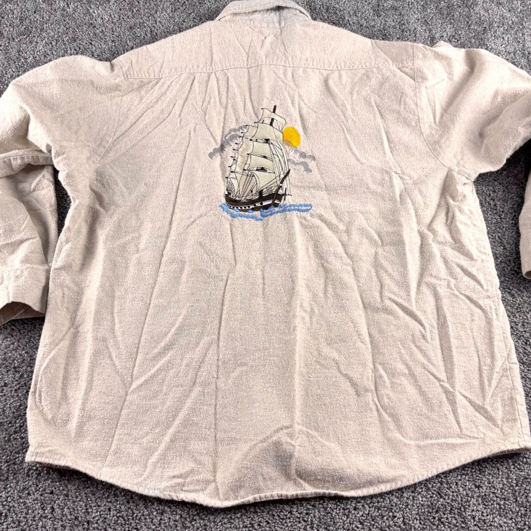 Vintage VINTAGE Five Brothers Flannel Shirt Mens XL Beige Chamois Boat Captain Embroidered Plaid Long Sleeve Button-Up Pocketed Size US XL / EU 56 / 4 - 4 Thumbnail