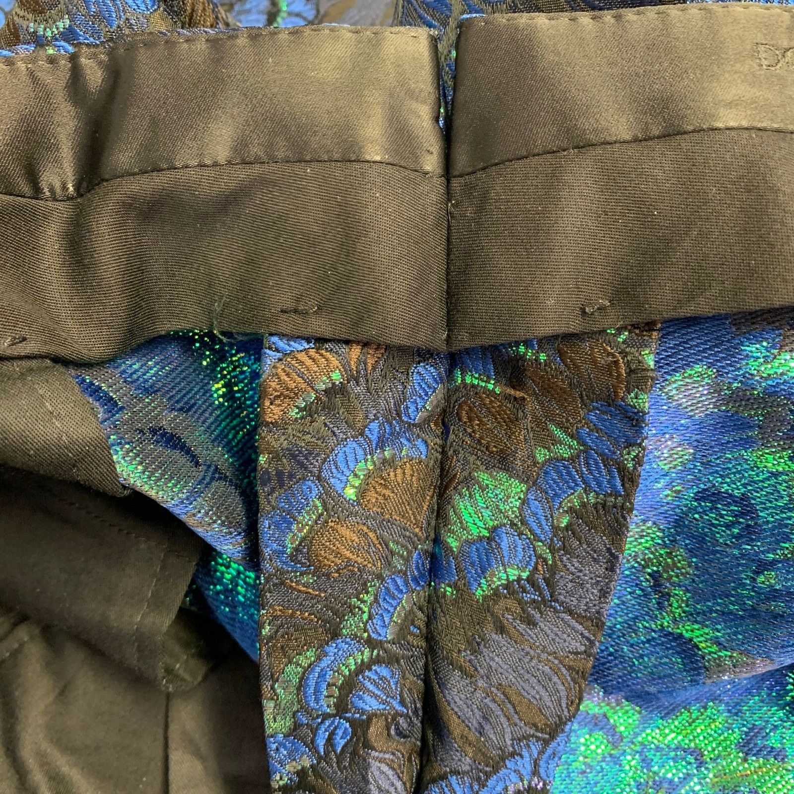 Dolce & Gabbana Size 44 Black Green Blue Jacquard Polyester Suit Size 44R - 15 Thumbnail