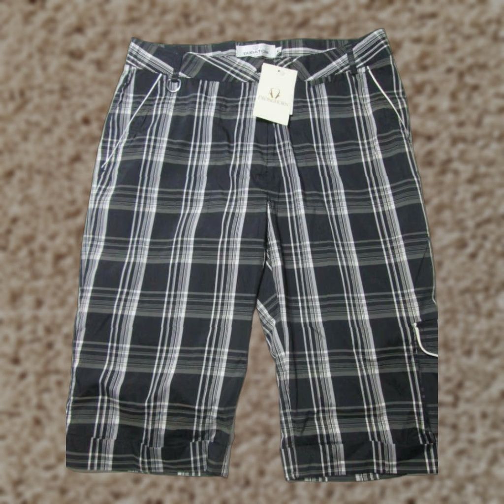 BUGATCHI Bugatchi Bermuda Shorts Black Check Pockets NWT Womens Size 6 Casual Chino Bermuda Shorts Size 28" / US 6 / IT 42 - 1 Thumbnail