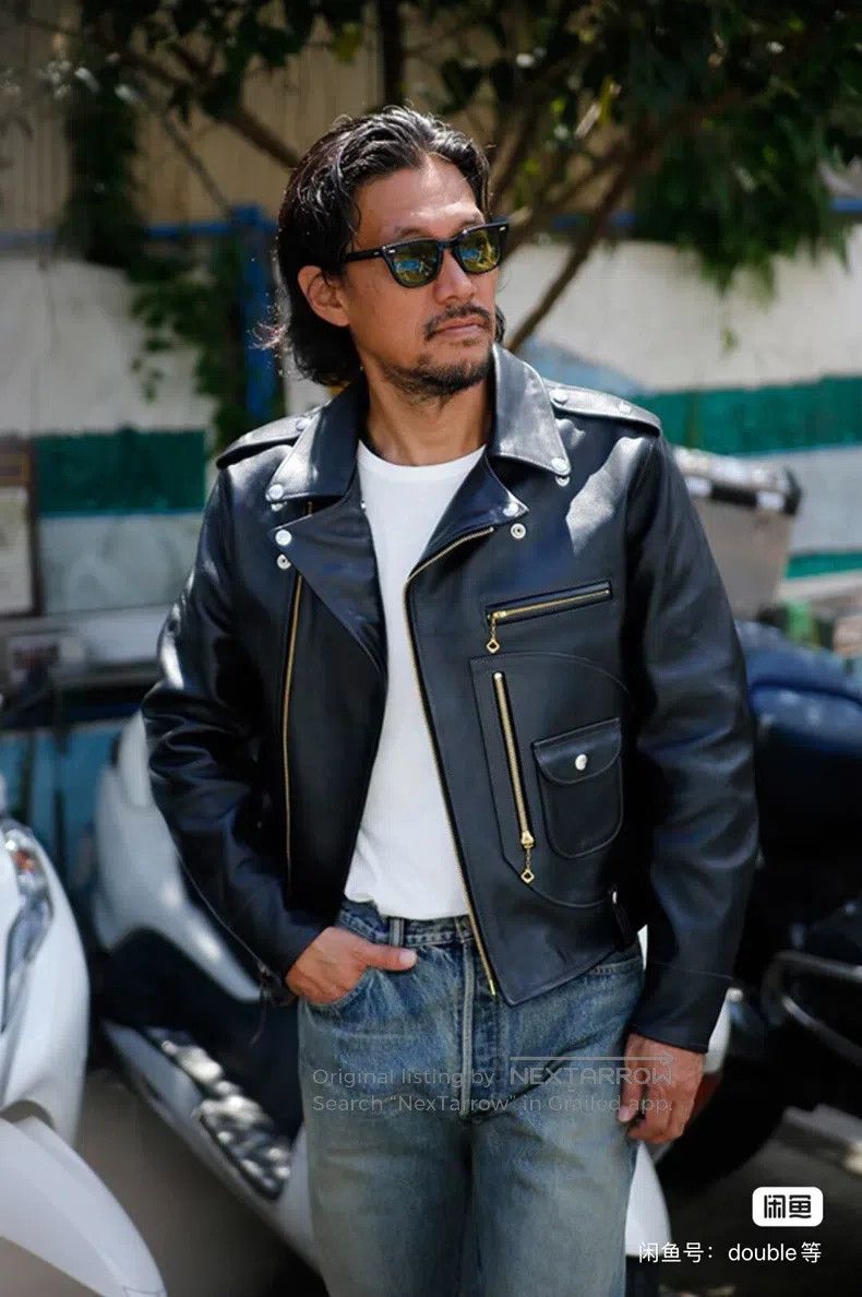 Buco Buco J-24, black tea-core horseskin leather coat Size US L / EU 52-54 / 3 - 6 Thumbnail