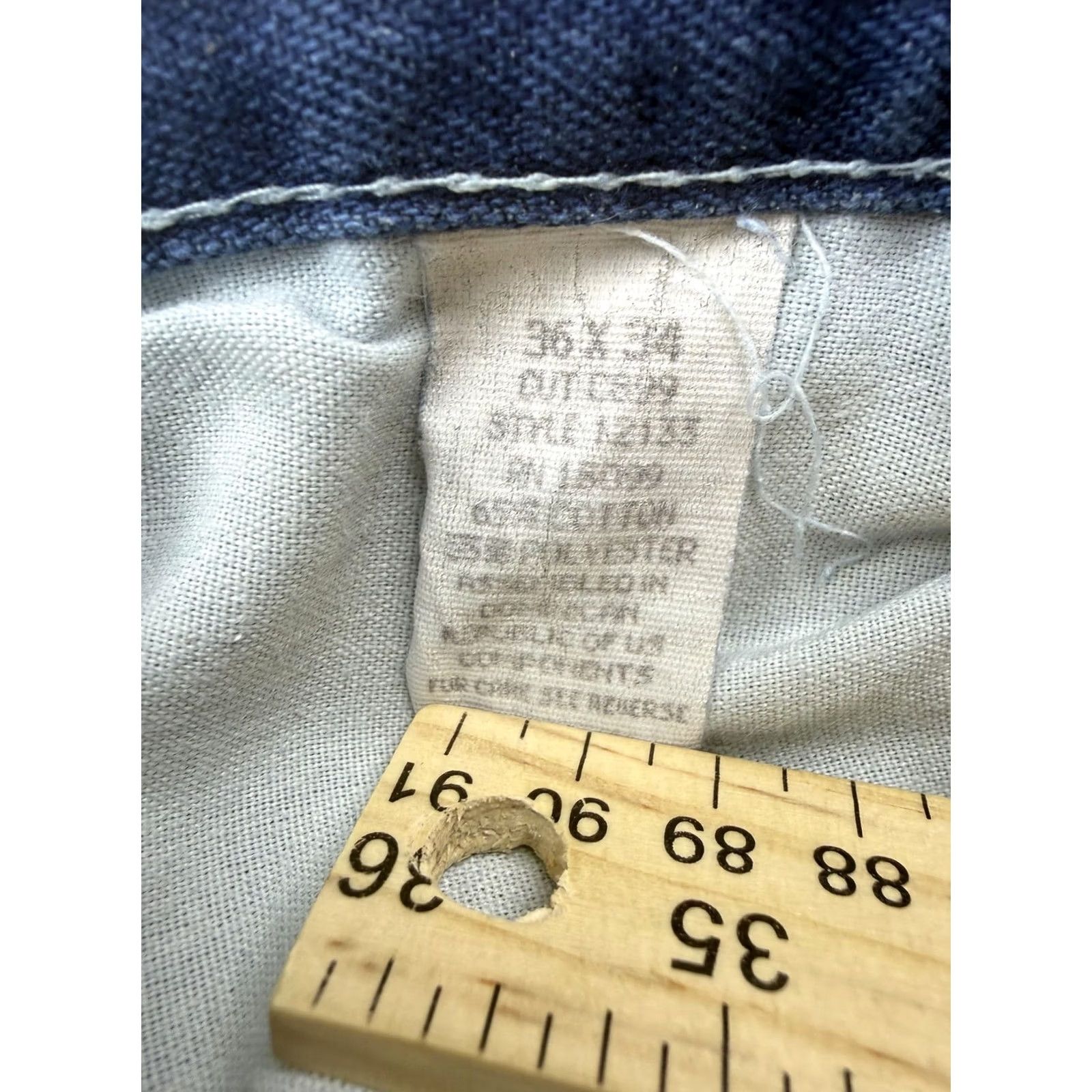 Denime Roebucks Jeans Mens 36x34 Blue Med Wash Denim Relaxed Straight Distressed Size US 36 / EU 52 - 3 Thumbnail