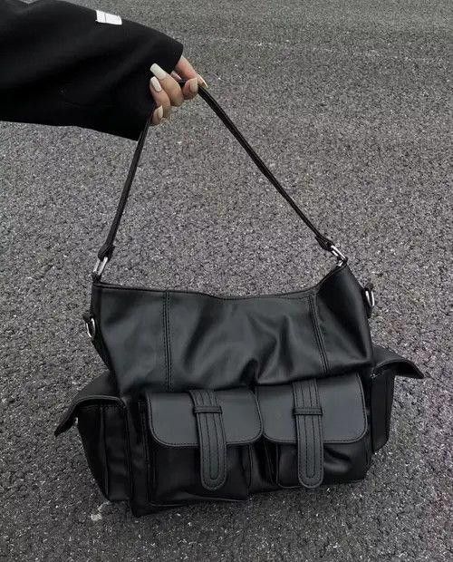 Avant Garde x Bag Techwear Faux Leather Messenger Bag in Black, Men's