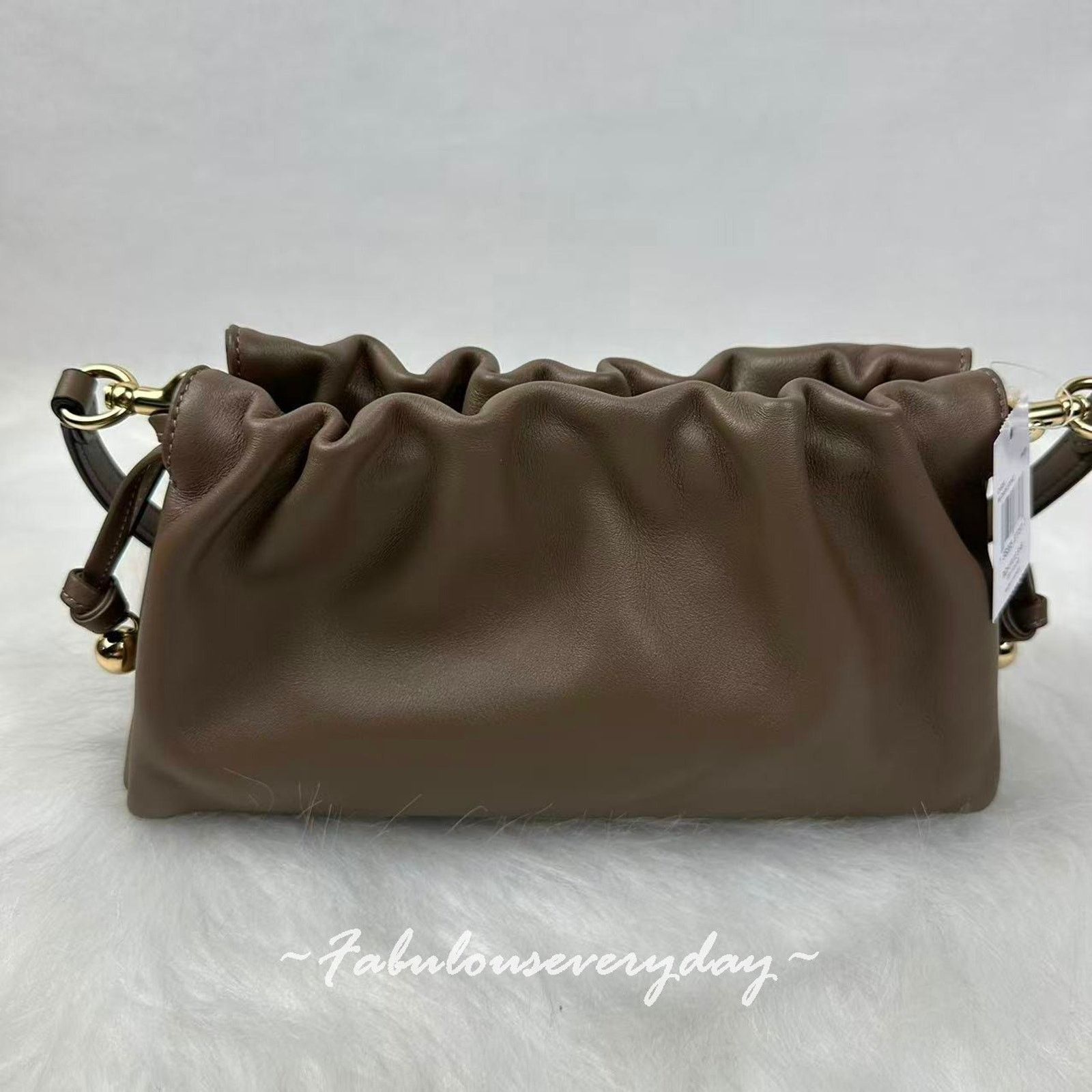 Coach Coach Faye Shoulder Bag Ruching In Leather/Gold/Dark Stone Size ONE SIZE - 5 Thumbnail
