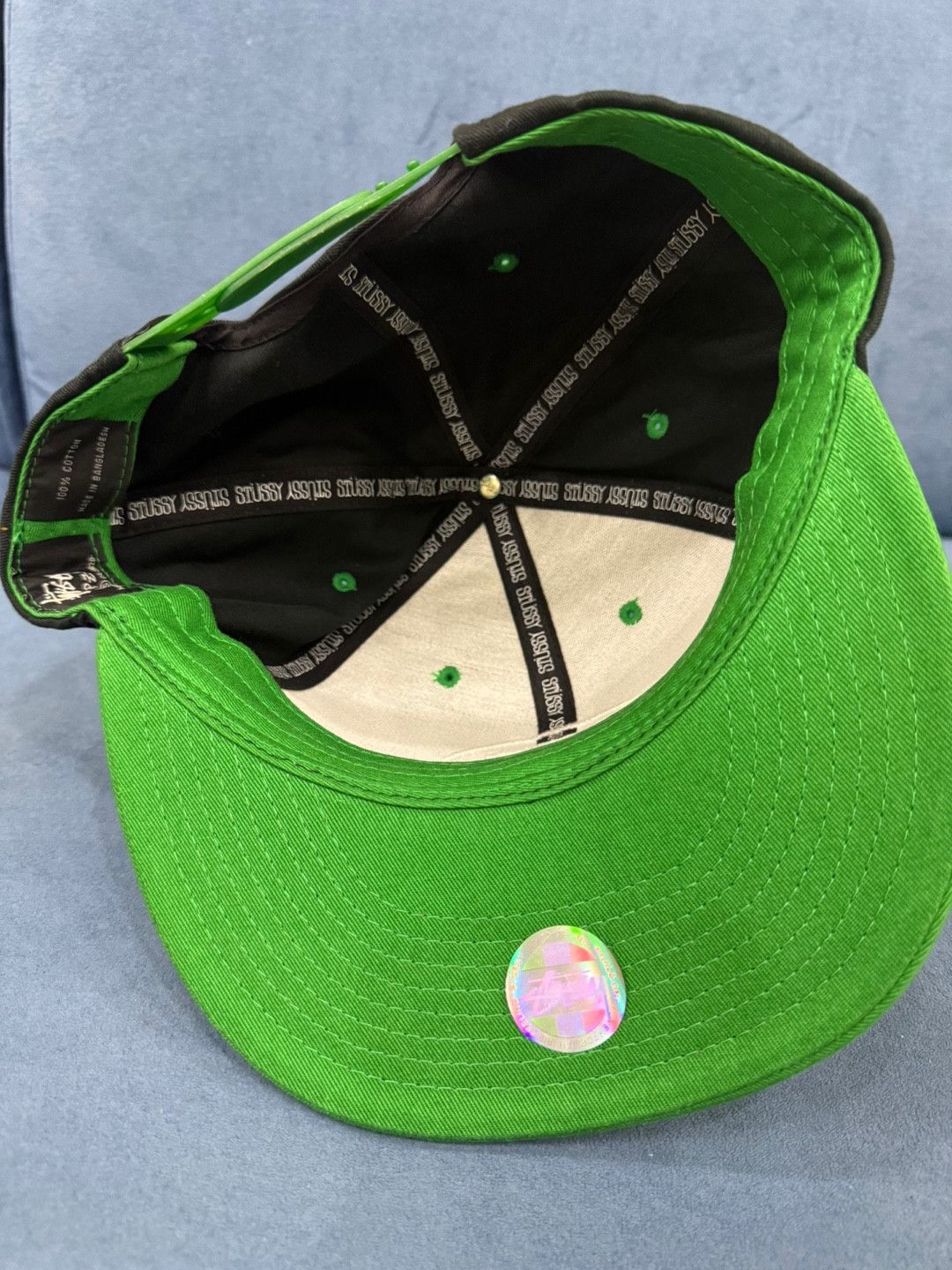 Stussy Stussy Classic SS-Link Snapback Hat Black/Green Brim Vintage Size ONE SIZE - 4 Thumbnail