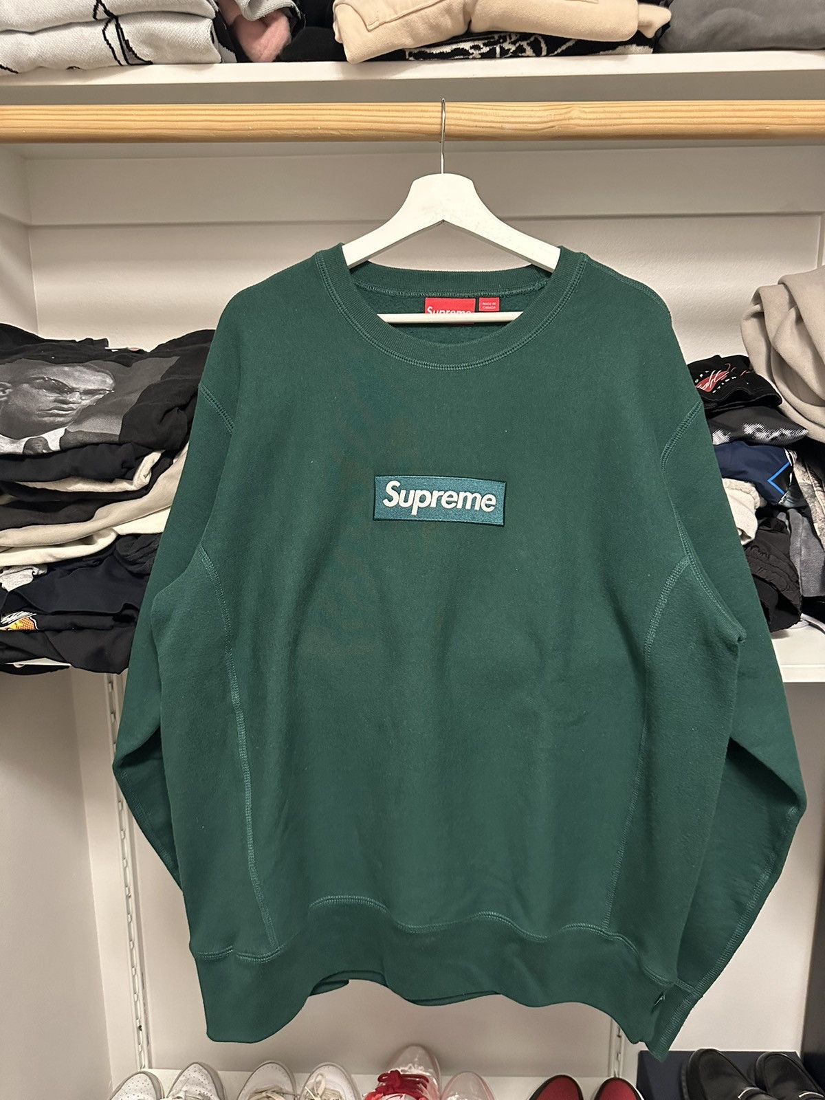 Supreme Crewneck Sweatshirt Dark Green Box Logo Supreme Box Logo