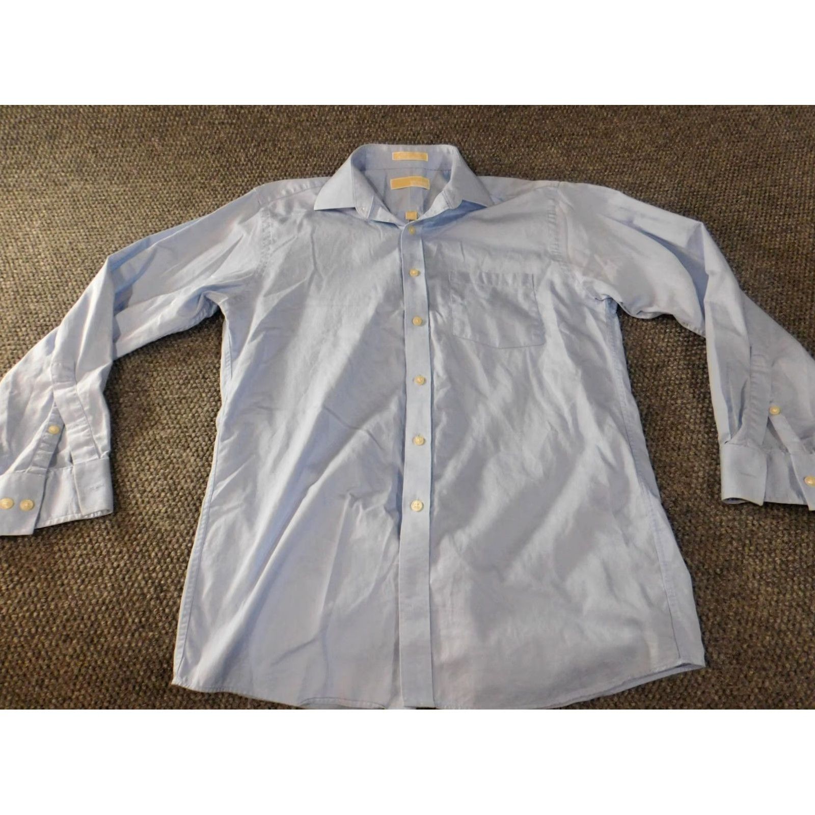 Michael Kors Michael Kors Mens Shirt 15 blue Cotton Dress Shirt Long Sleeve Button-Down Collar Regular Knit Non-Iron Office Modern Mens Regular Size 15 Blue Size US M / EU 48-50 / 2 - 2 Thumbnail