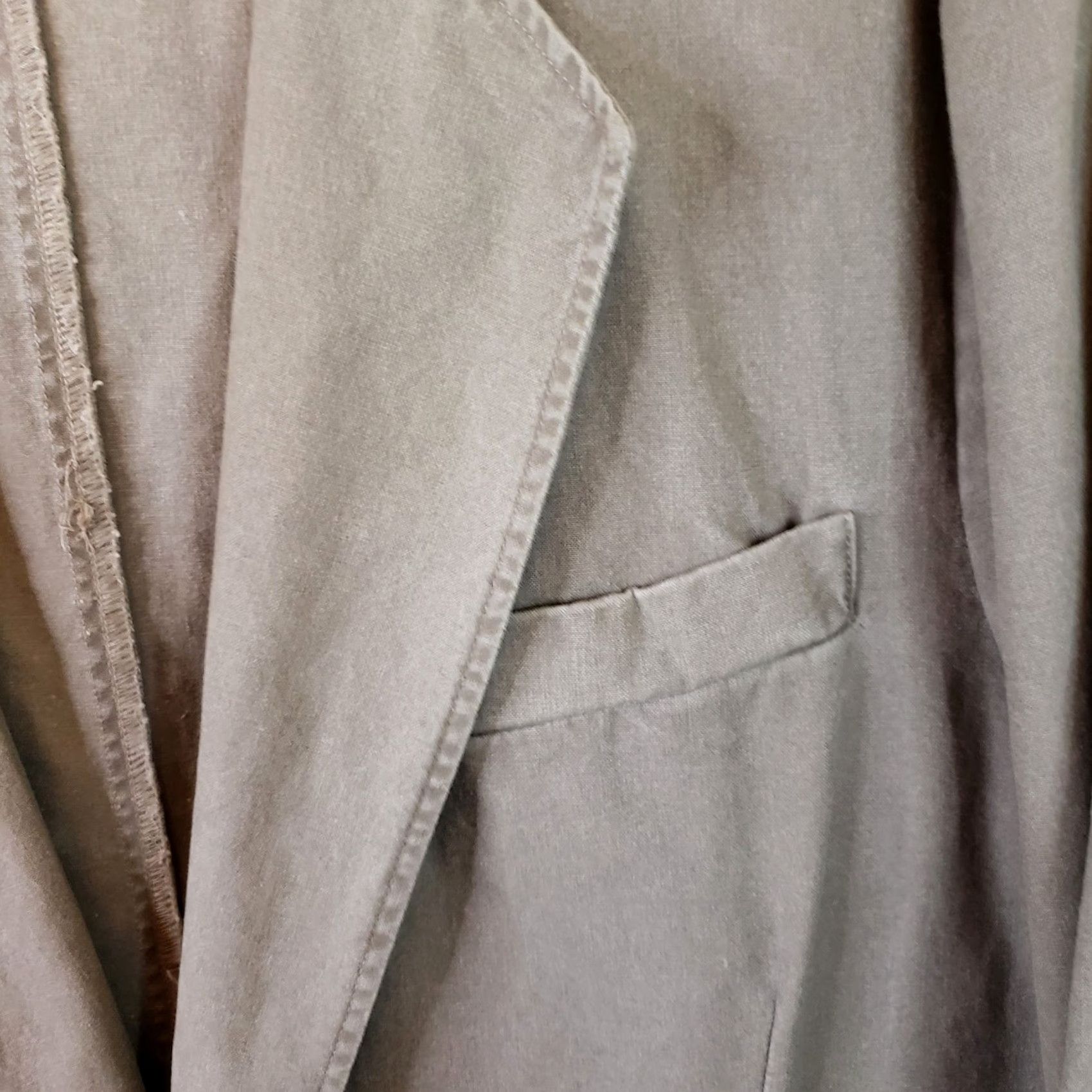 Vintage L.L. Bean Blazer Sport Coat Khaki Unlined 2 Button Front 44L Long Mens Cadet Regular Cotton Twill Jacket Size 44R - 5 Thumbnail