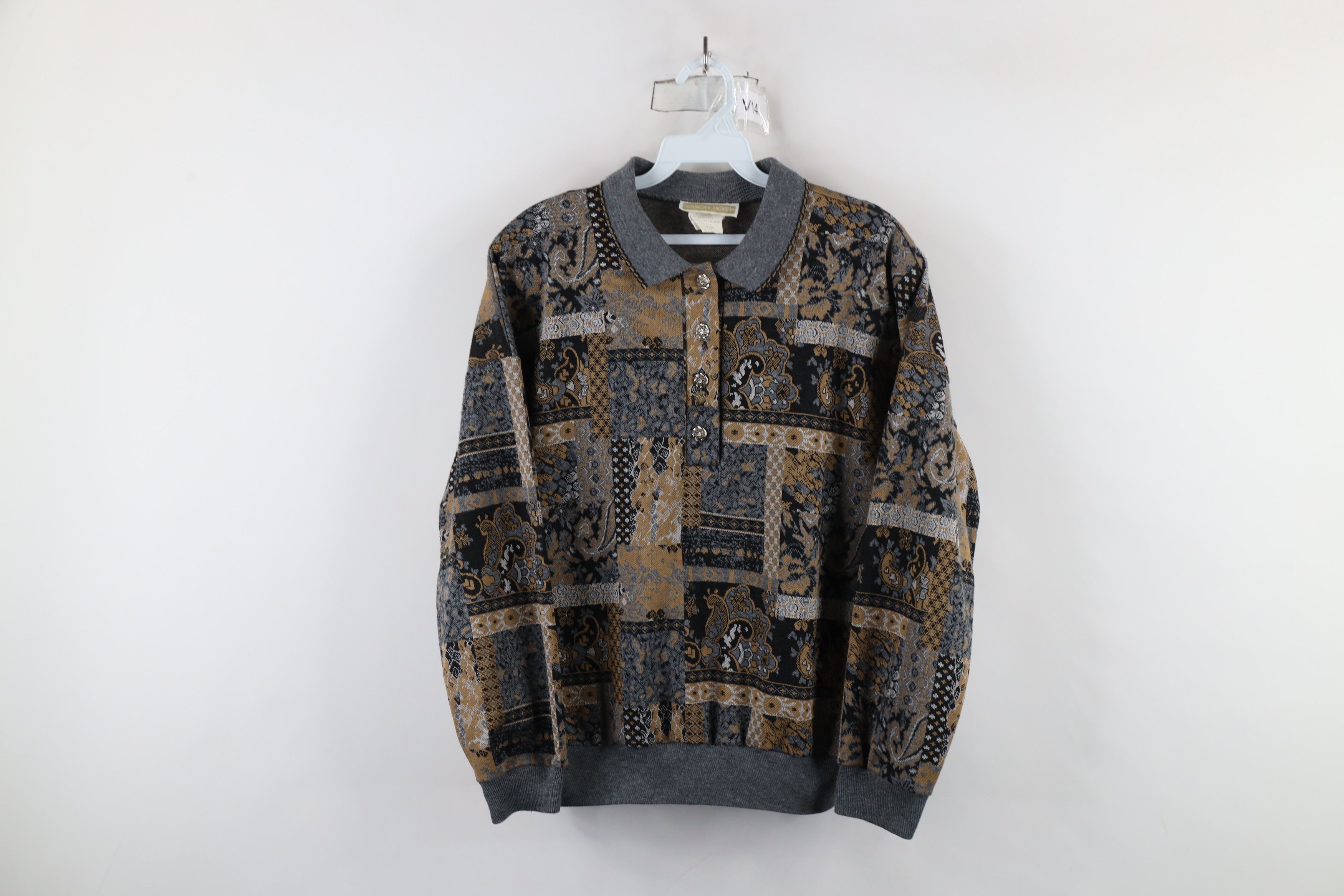Vintage Vintage 90s Streetwear Tapestry Knit Collared Sweater USA Size M / US 6-8 / IT 42-44 - 1 Thumbnail