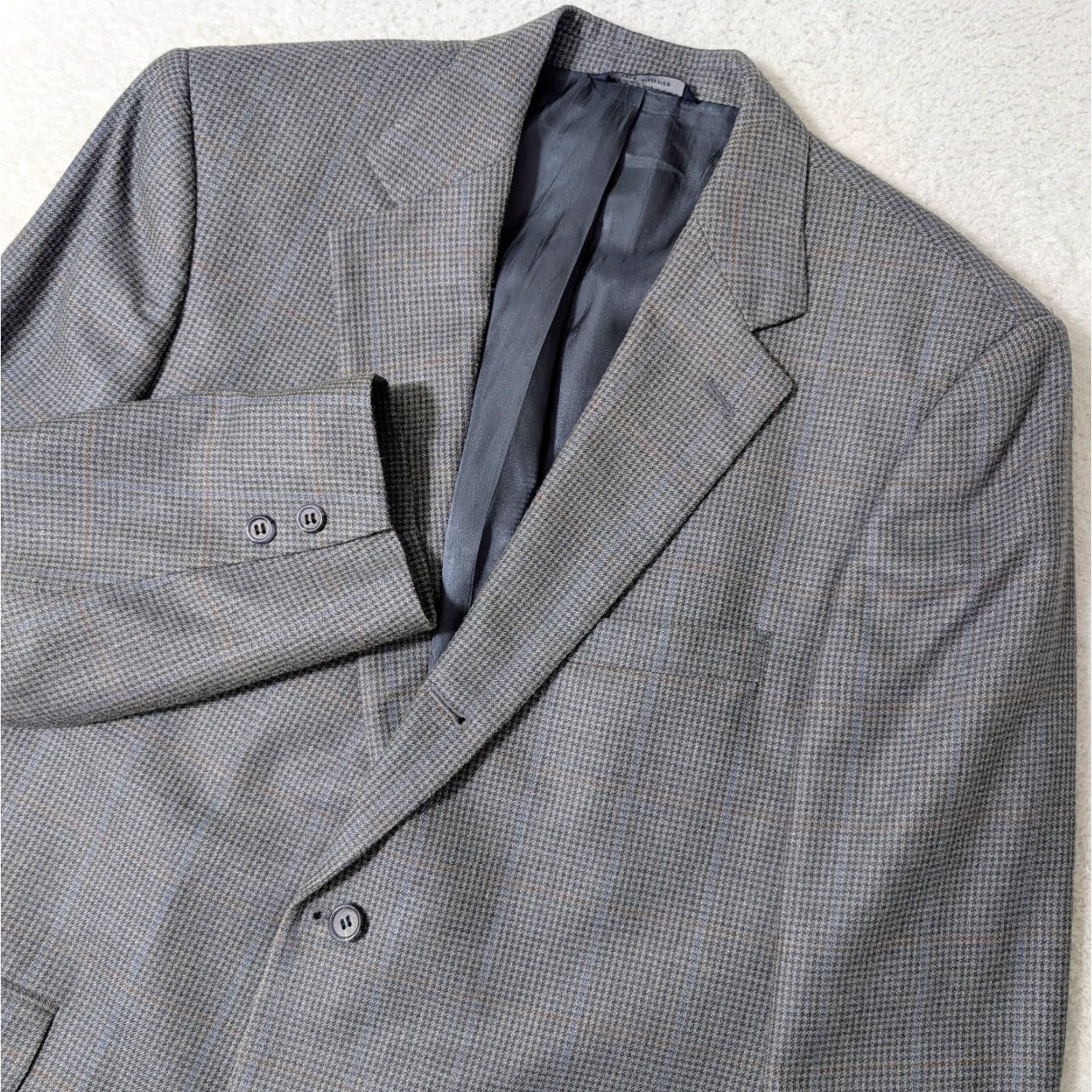Brooks Brothers Brooks Brothers Blazer Mens 41R Wool/Silk Houndstooth Blue Gray Single-Breasted Notch Lapel 42 Chest Regular Fit Sports Coat Size 42R - 2 Thumbnail