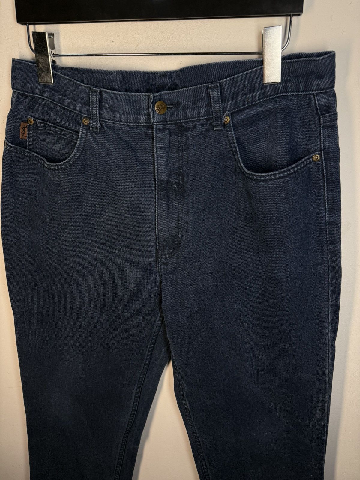 Yves Saint Laurent 90s 34x34 Vintage YSL Jeans Denim Pants Metal Logo Selvedge Size US 34 / EU 50 - 13 Thumbnail