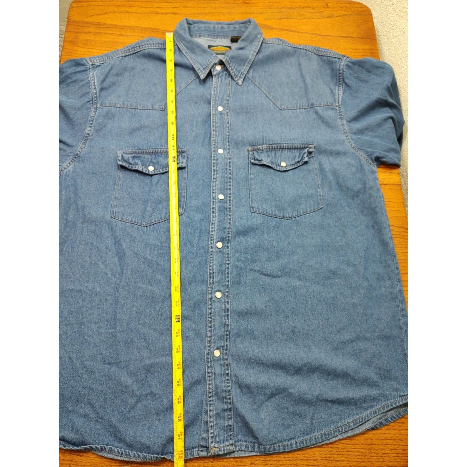 Vintage Vtg Sandy River Denim Pearl Snap Shirt Men 2XL Blue Long Sleeve Cowboy Western Pearl Snaps Snap Collar Button-Up Shirt Men Size US XXL / EU 58 / 5 - 5 Thumbnail