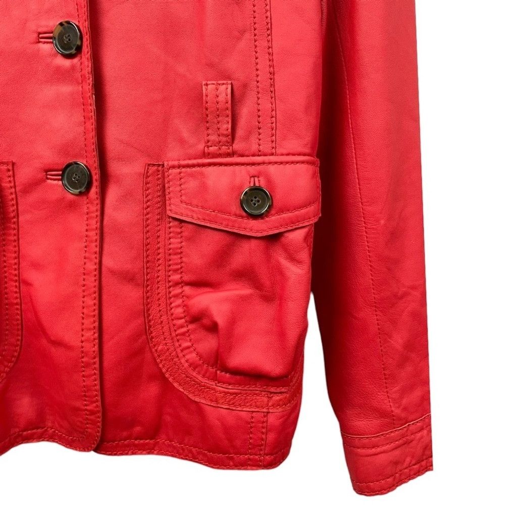 Tommy Hilfiger Tommy Hilfiger Red Leather Raw Edge 3 Button Blazer Size 8 Size M / US 6-8 / IT 42-44 - 5 Thumbnail