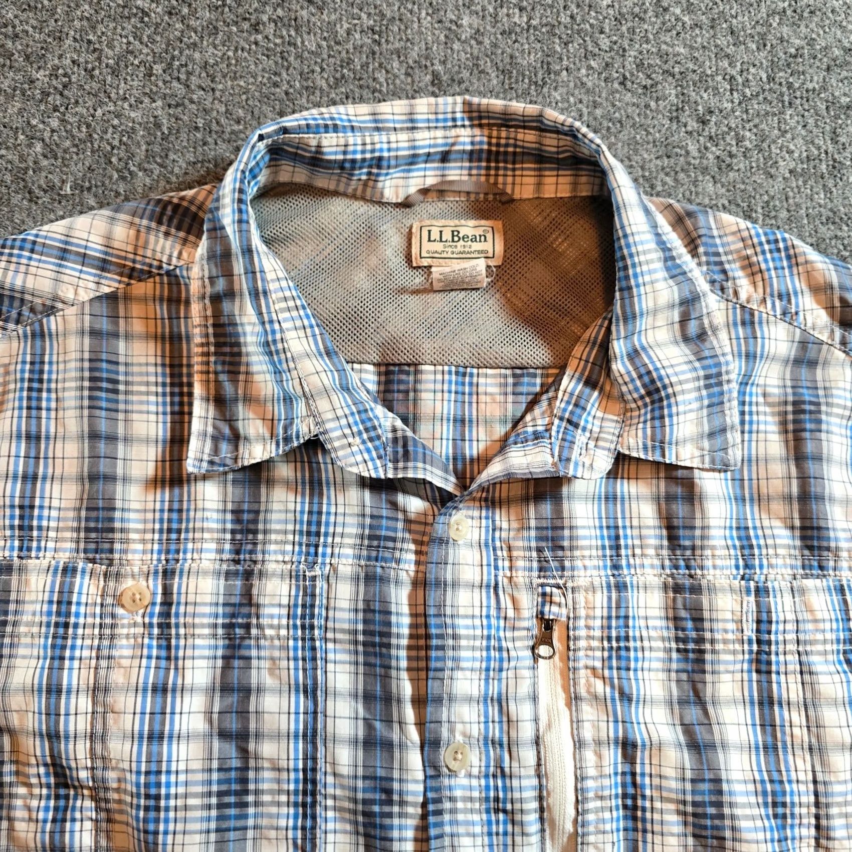 Vintage LL Bean Shirt Mens XXL Blue Plaid Nylon Button Short Sleeve Outdoor Hike Clothing Mens Size US XXL / EU 58 / 5 - 2 Thumbnail