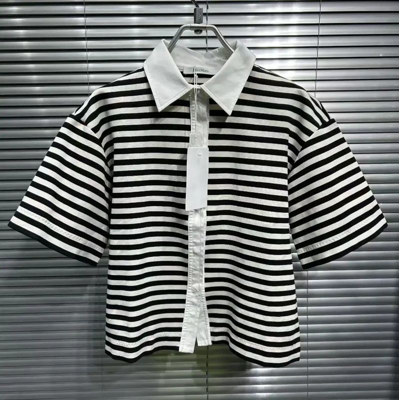 Max Mara MaxMara Striped Summer Cotton T-shirt for Women 0089 Size L / US 10 / IT 46 - 1 Thumbnail