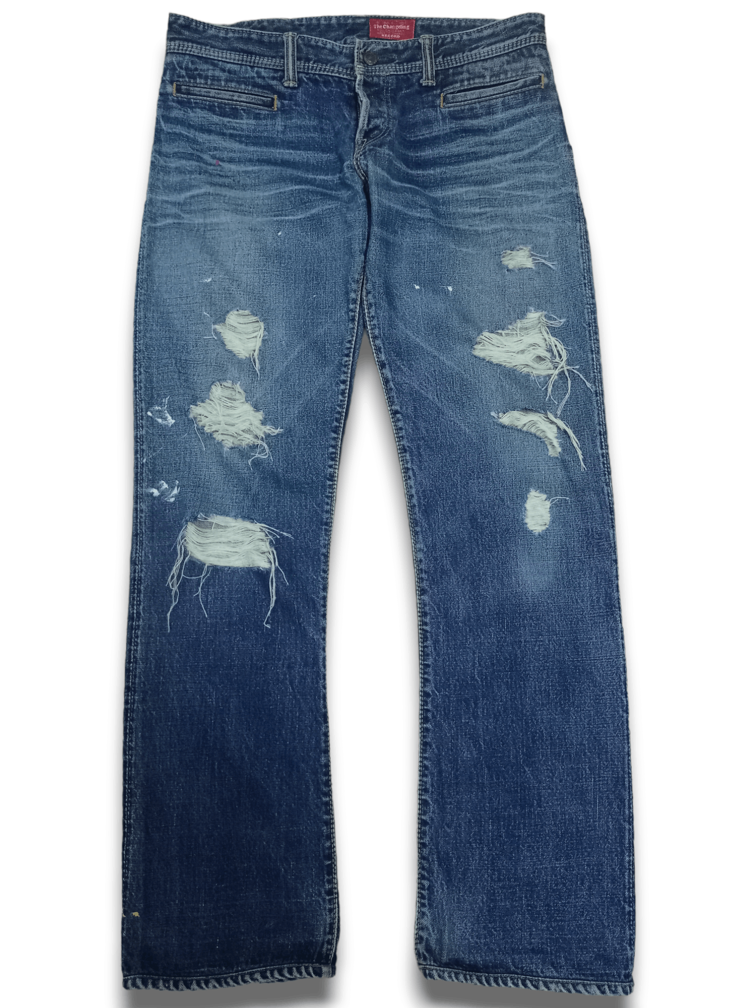 Japanese Brand Vintage THE CHANGELING Selvedge Distressed Loose Jeans Size US 33 - 1 Thumbnail