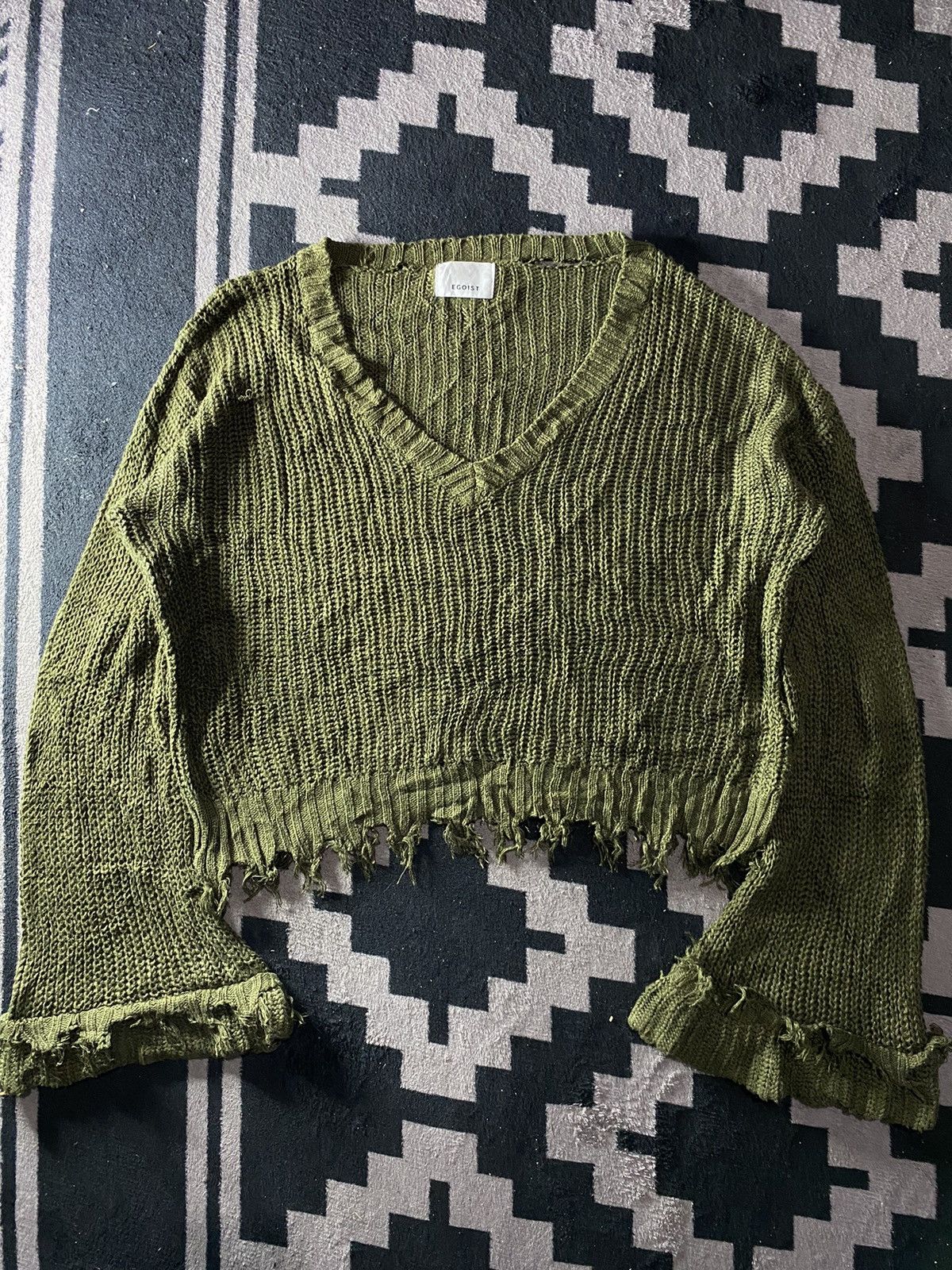 Yasuyuki Ishii Vintage egoist distressed flared wool knit ifsix style Size US M / EU 48-50 / 2 - 1 Thumbnail