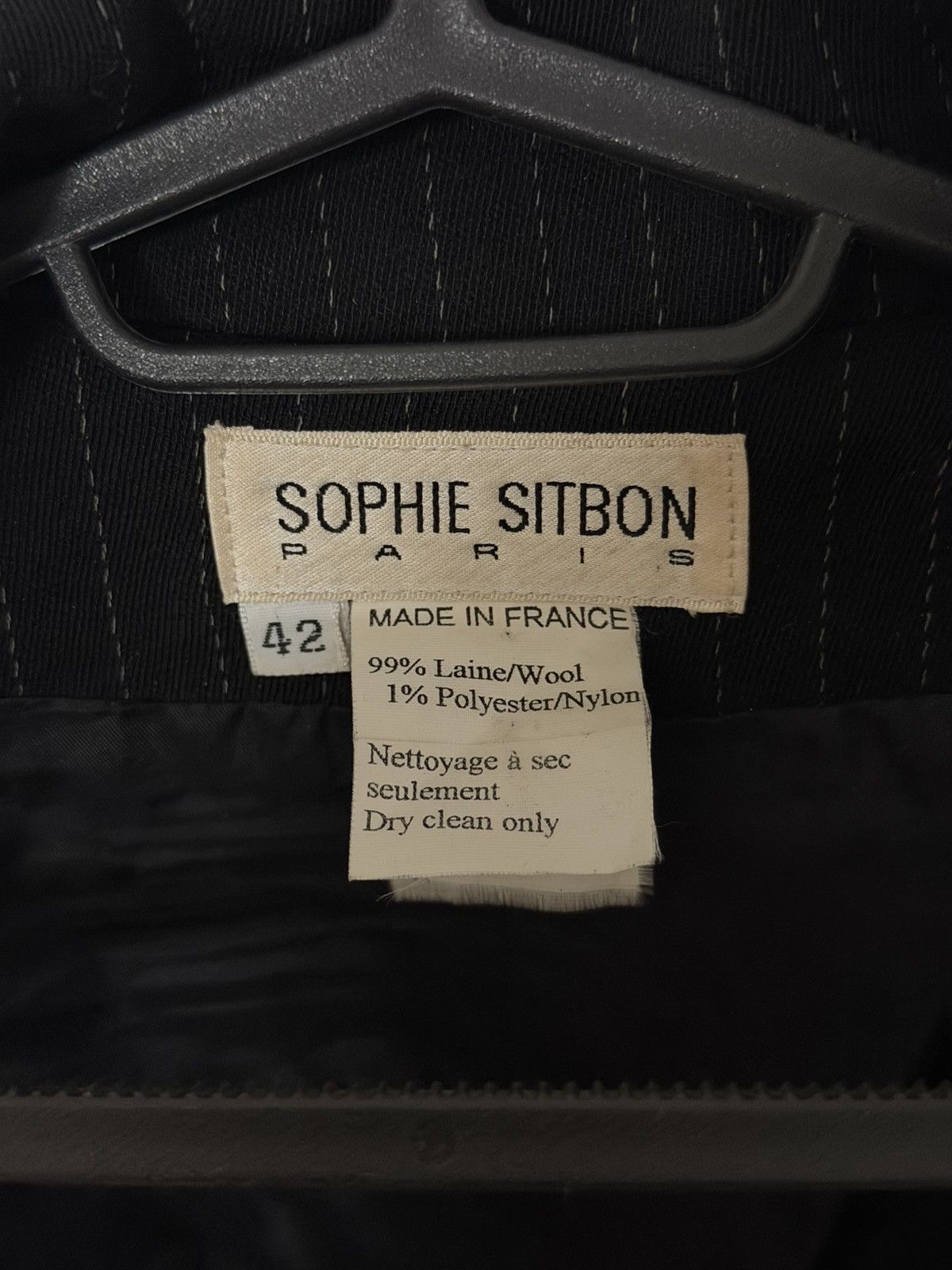 Other Vintage 90s Sophie Sitbon Paris Wool Pinstripe Zip Blazer Size M / US 6-8 / IT 42-44 - 5 Thumbnail