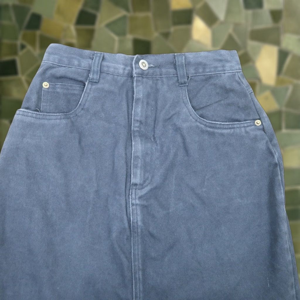 Vintage VINTAGE 90s Rev-Up black denim high rise jean mini skirt XS Women Short 25" 100% Cotton Short 80s 90s Skirt Girls Women Size 26" / US 2 / IT 38 - 1 Thumbnail