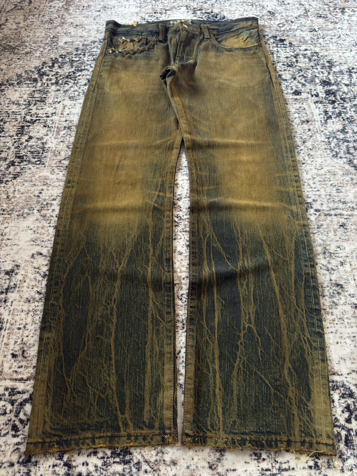 If Six Was Nine EDWIN 503 Muddy Wash Patin Fade Studded Loose Jeans Size US 32 / EU 48 - 1 Thumbnail