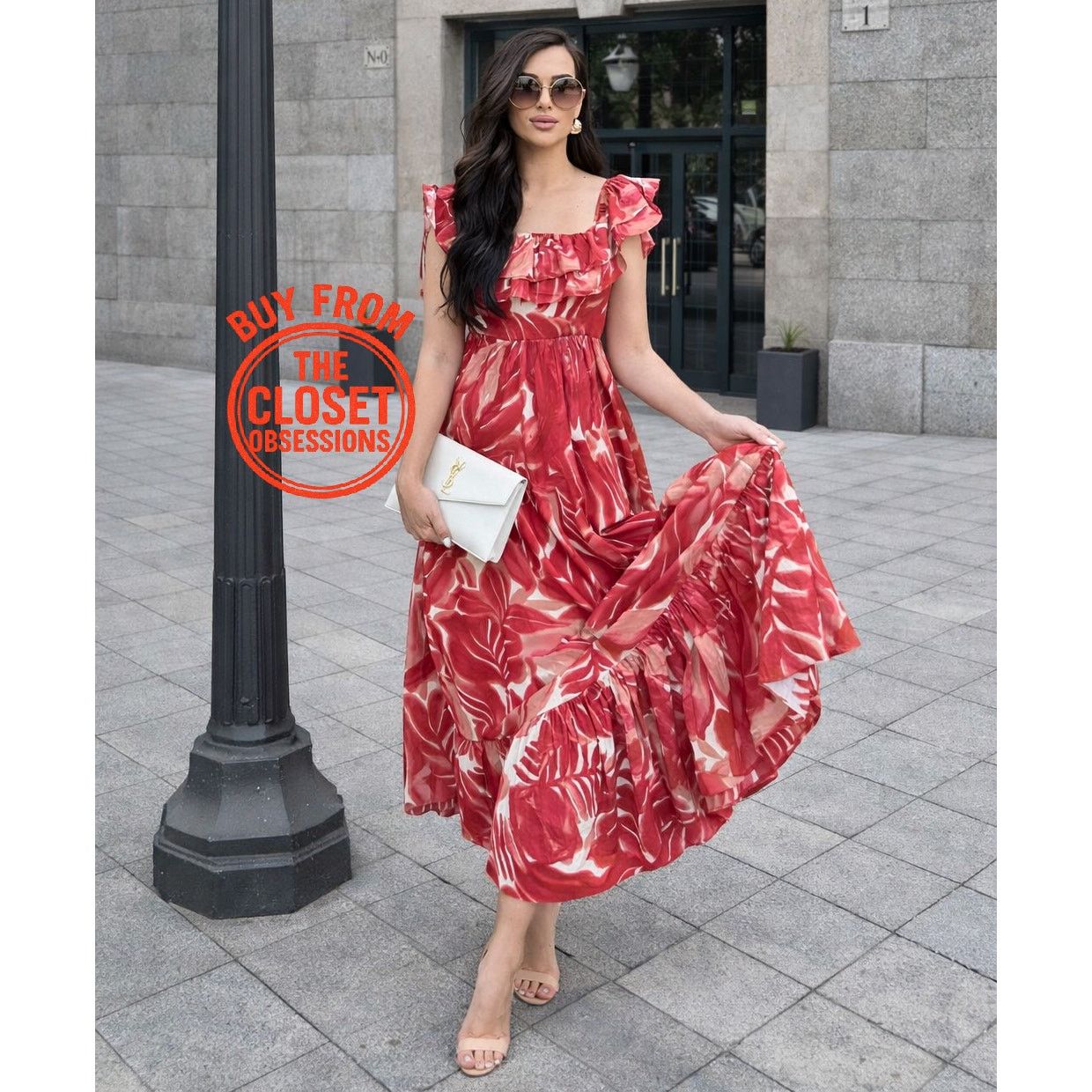 Zara ZARA Red Ruffled Maxi Dress NWT Size S / US 4 / IT 40 - 2 Thumbnail