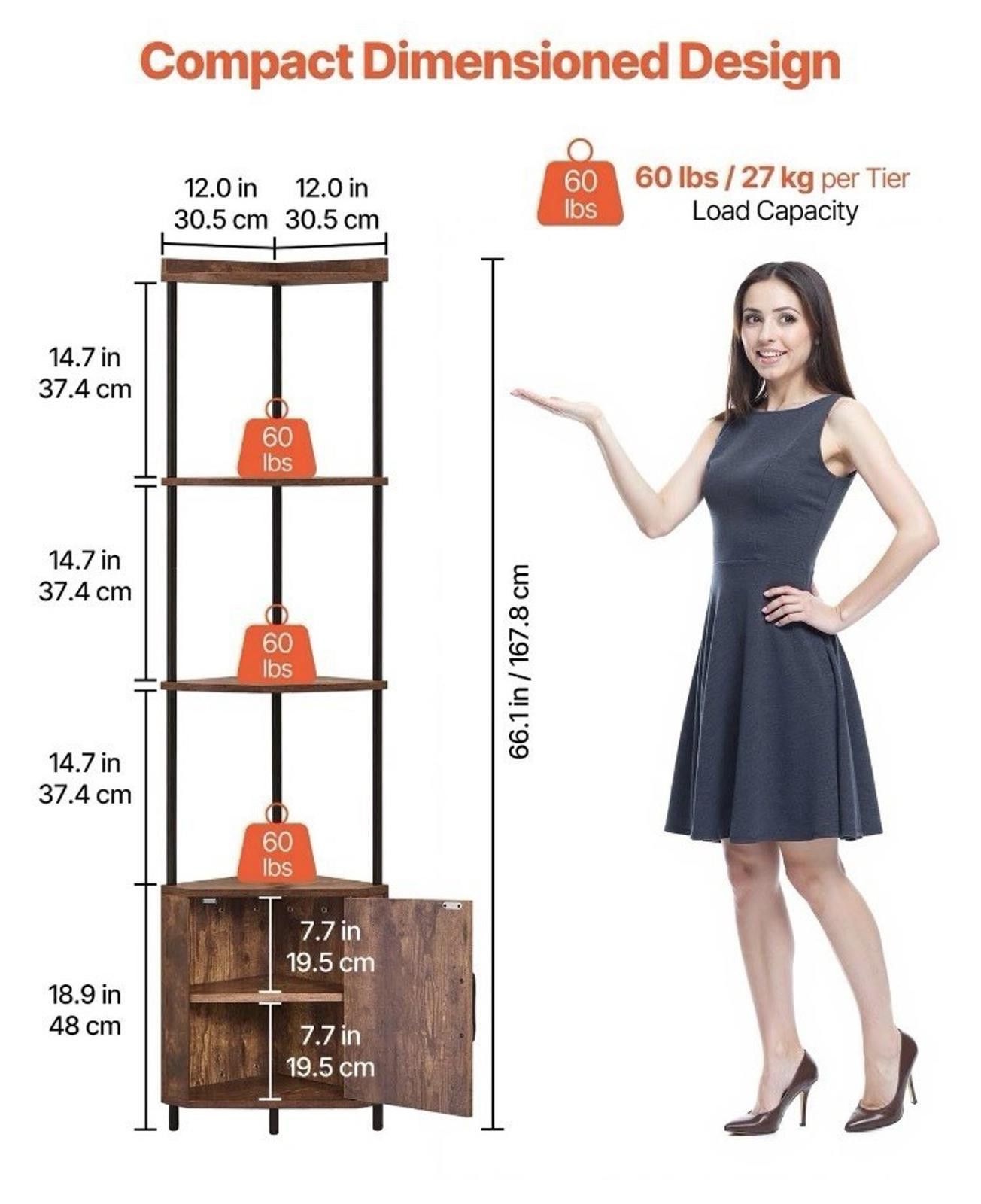 Other VEVOR 5 Tier Corner Shelf Corner Stand LED Light Doors Rack Size ONE SIZE - 2 Thumbnail