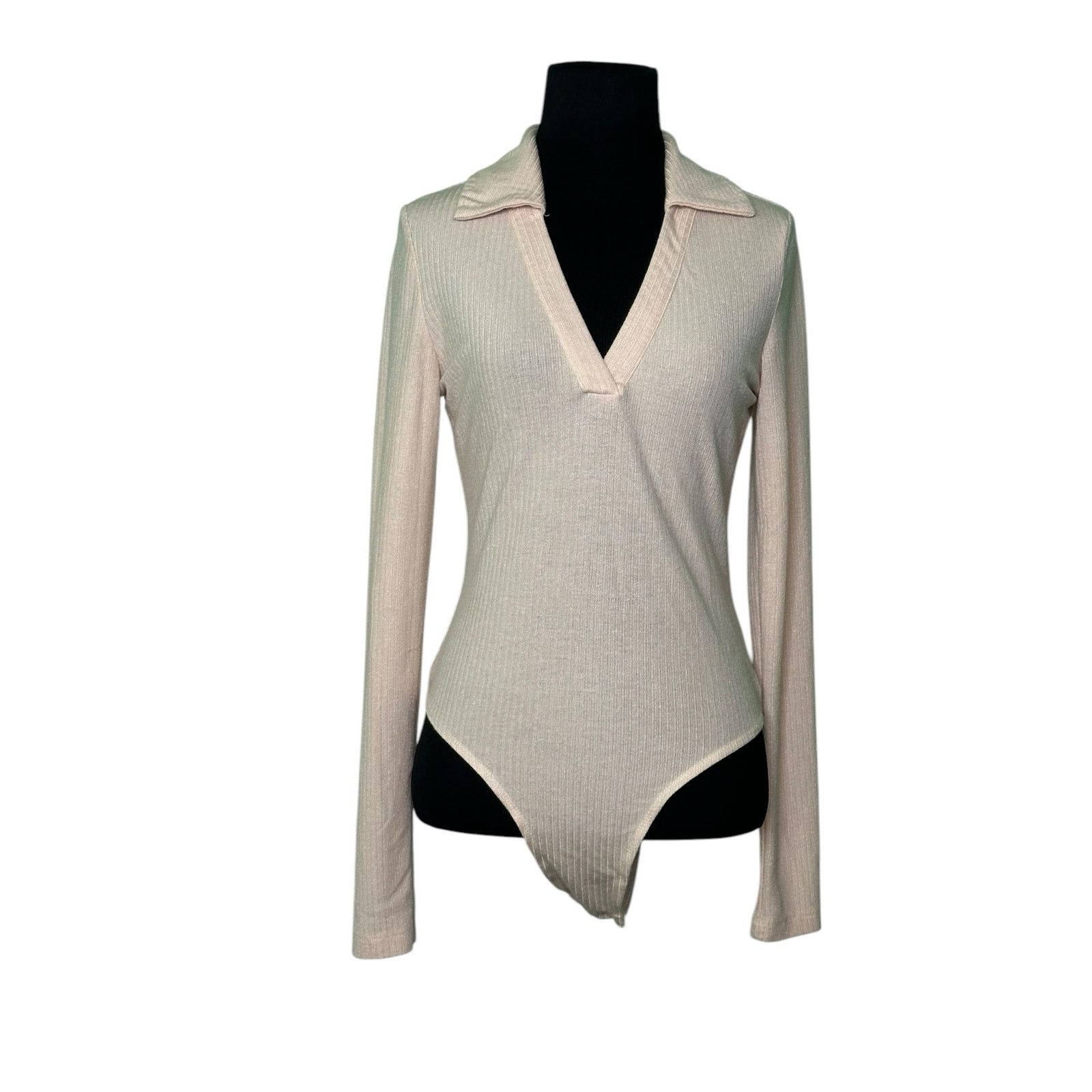 Shein Shein beige long sleeves knit bodysuit size Small Size S / US 4 / IT 40 - 11 Thumbnail