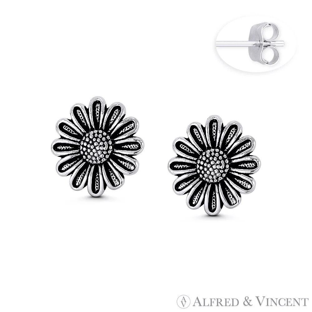 Other Sunflower Daisy Flower Charm 13mm Rustic Stud Earrings Size ONE SIZE - 1 Preview